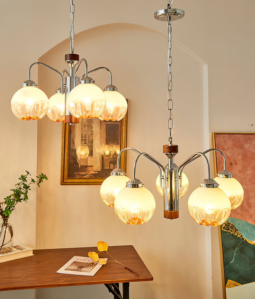 Ulliria Nordic Art Flower Walnut Glass Chandelier-Neutral Decor