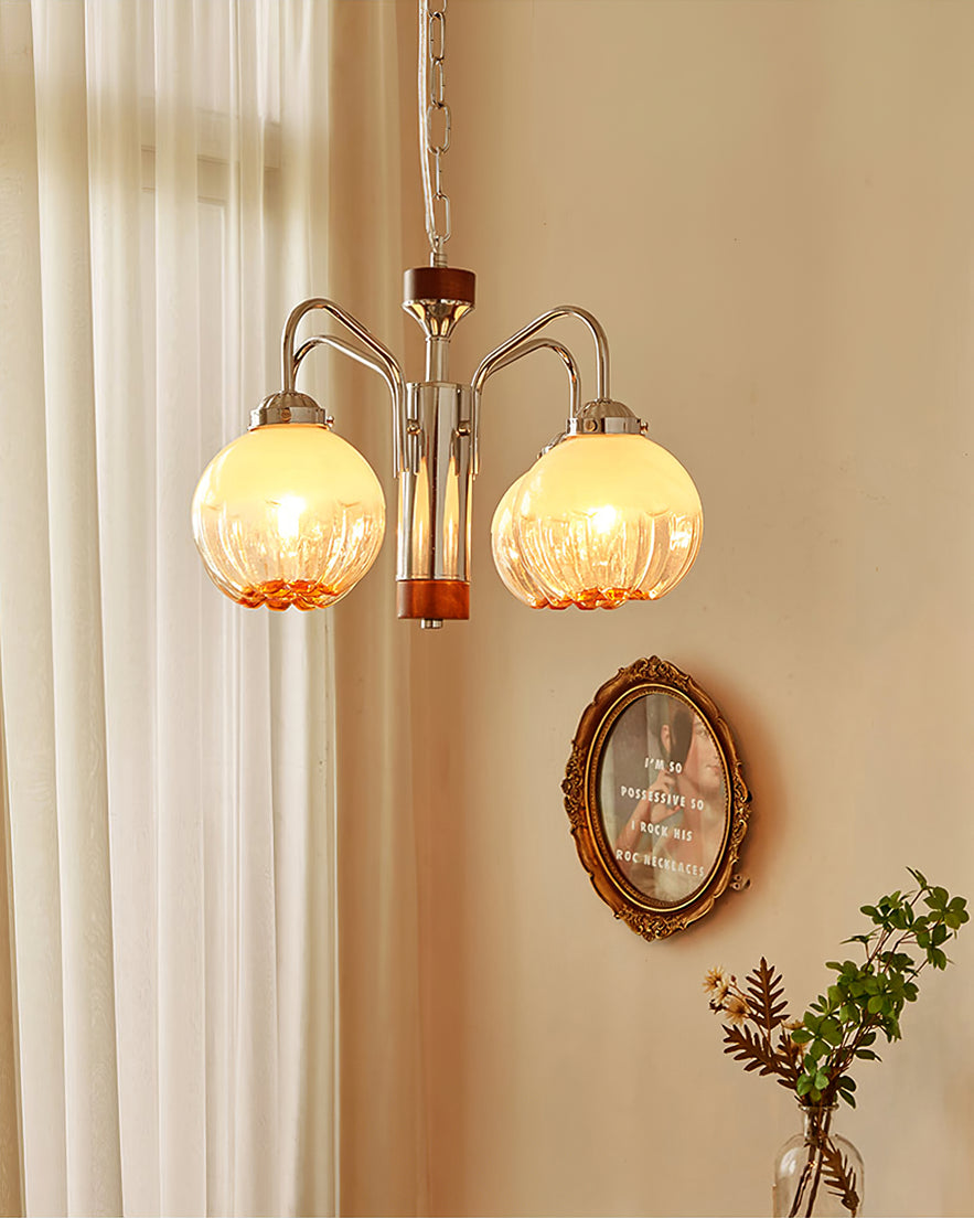 Ulliria Nordic Art Flower Walnut Glass Chandelier-Neutral Decor