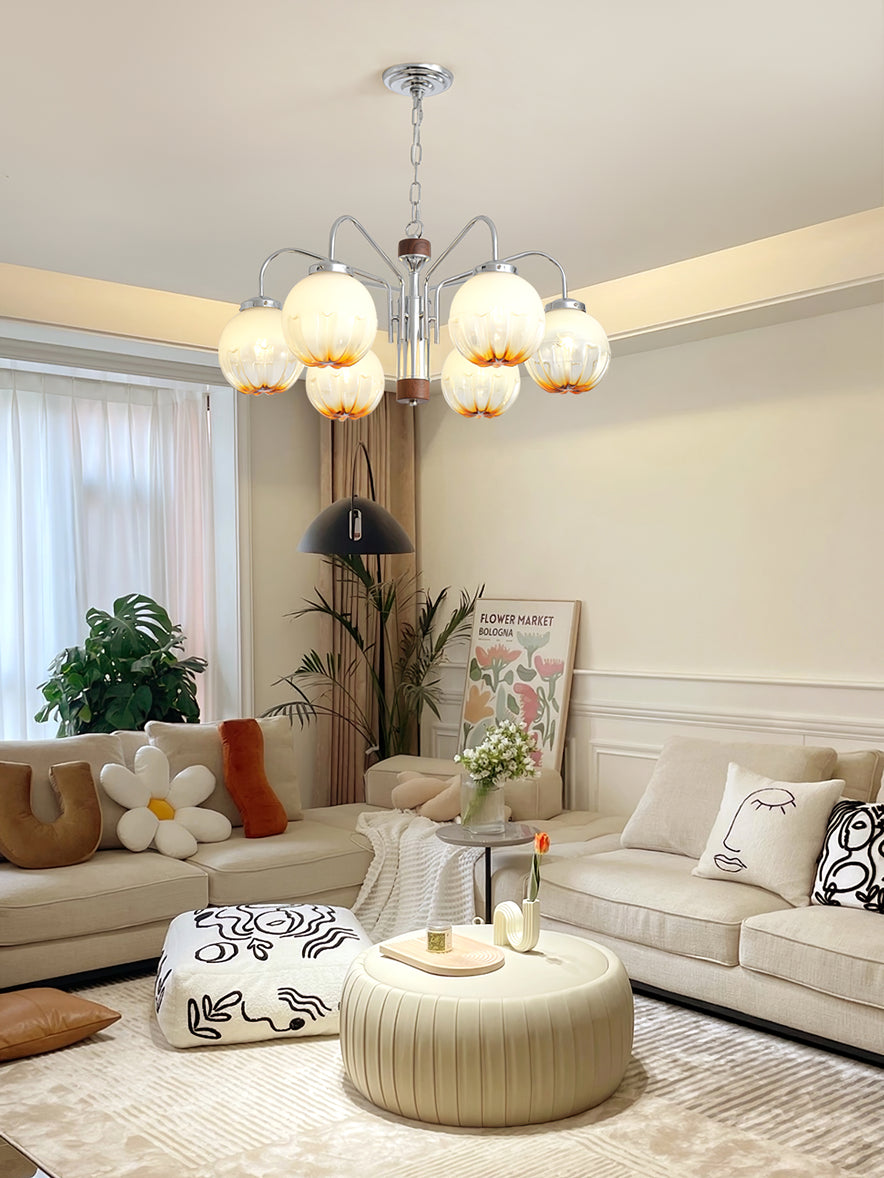 Ulliria Nordic Art Flower Walnut Glass Chandelier-Neutral Decor