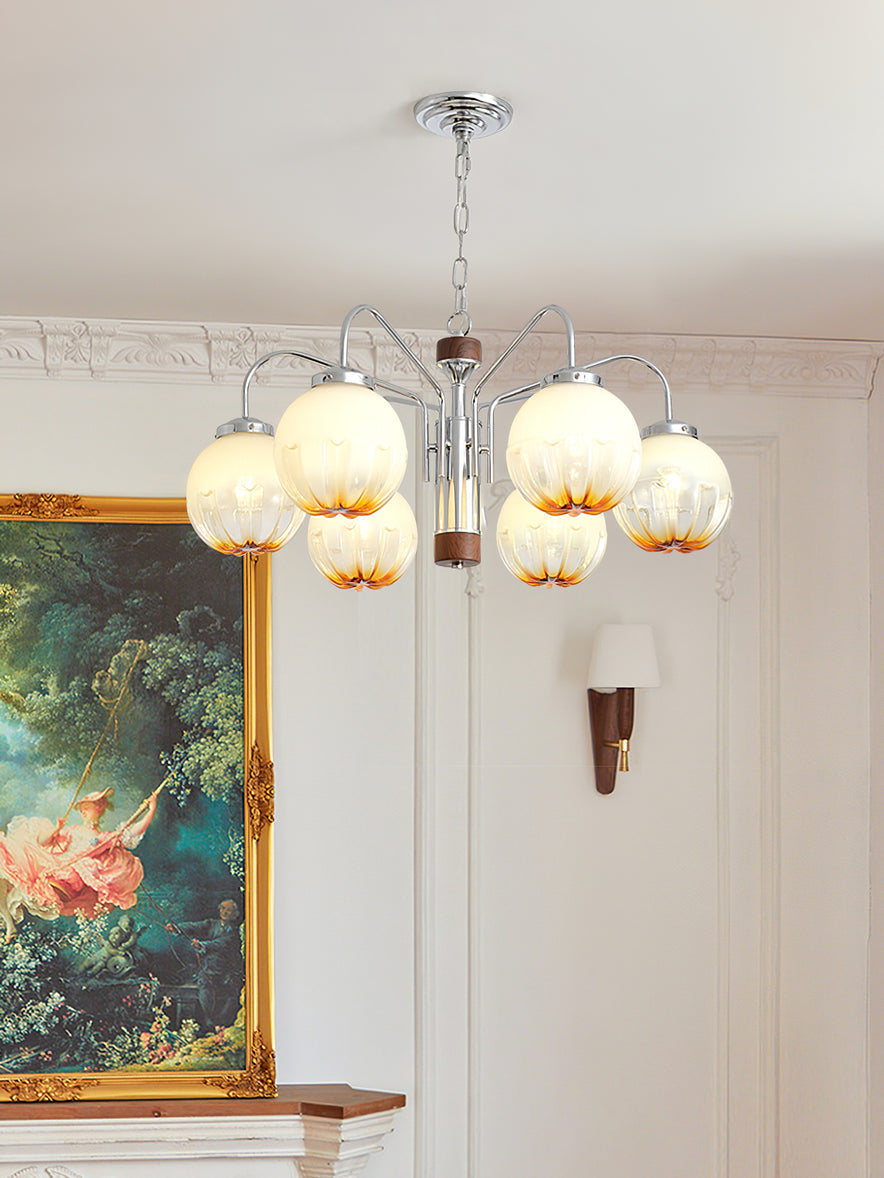Ulliria Nordic Art Flower Walnut Glass Chandelier-Neutral Decor