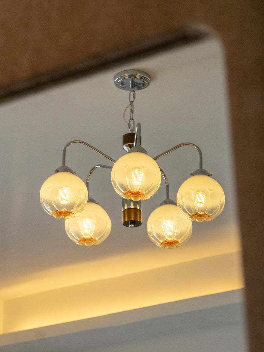 Ulliria Nordic Art Flower Walnut Glass Chandelier-Neutral Decor