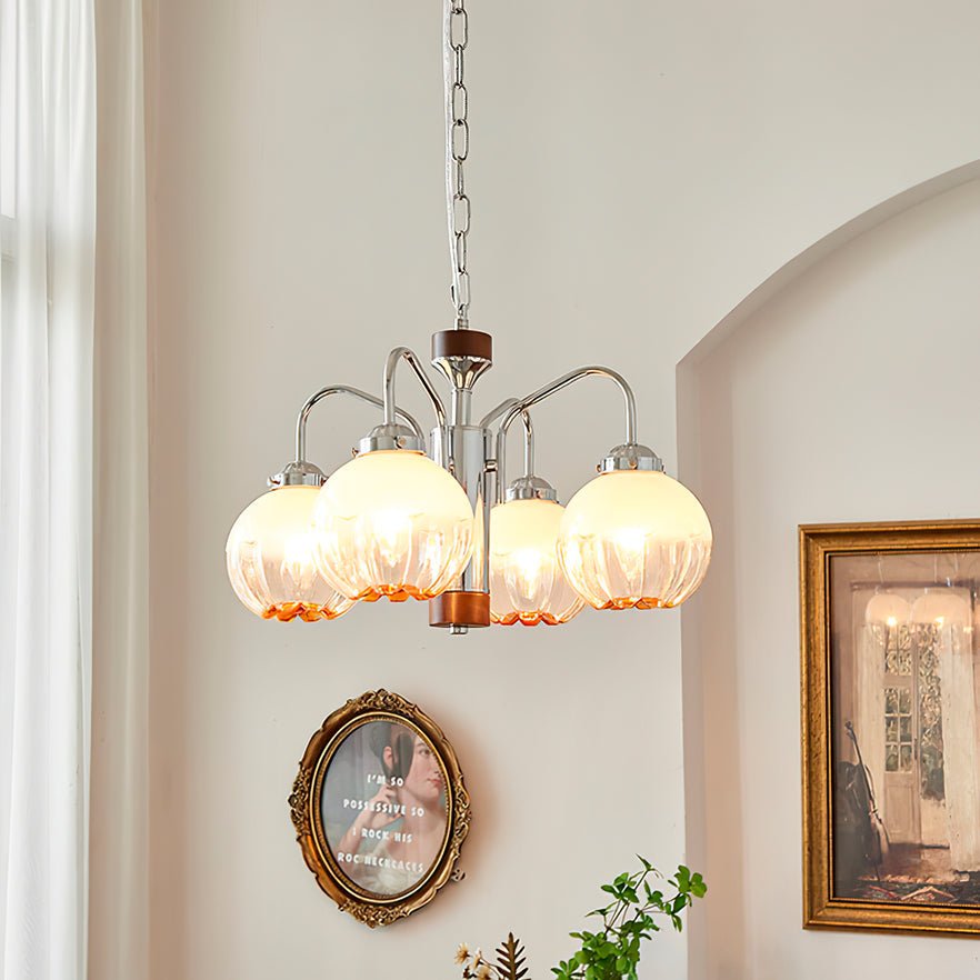 Ulliria Nordic Art Flower Walnut Glass Chandelier-Neutral Decor
