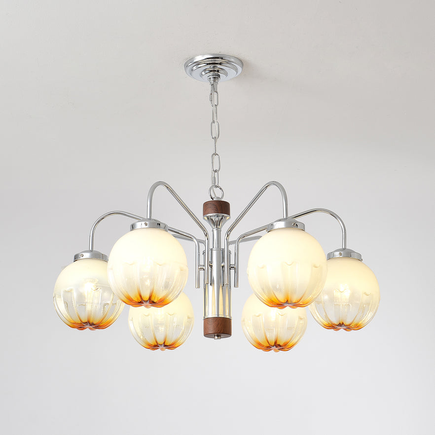 Ulliria Nordic Art Flower Walnut Glass Chandelier-Neutral Decor