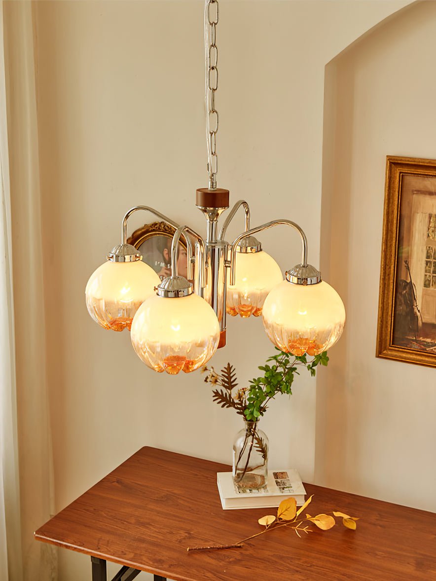 Ulliria Nordic Art Flower Walnut Glass Chandelier-Neutral Decor