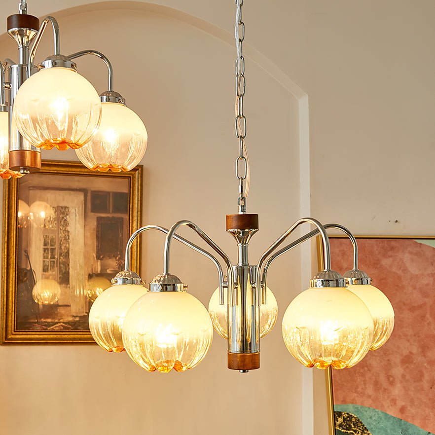 Ulliria Nordic Art Flower Walnut Glass Chandelier-Neutral Decor