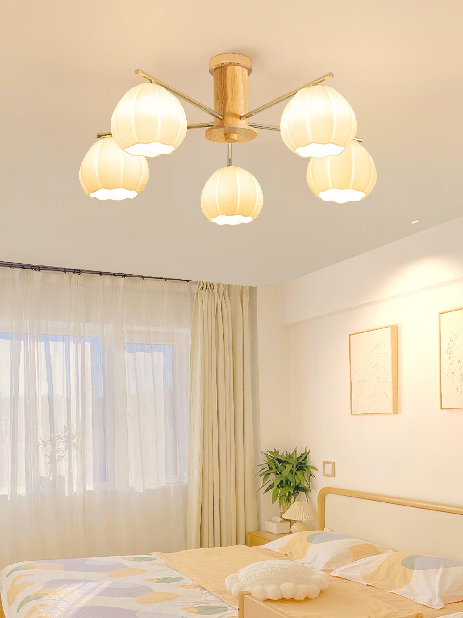 Ezoror Nordic Art Flower Buds Glass Ceiling Lamp-Neutral Decor