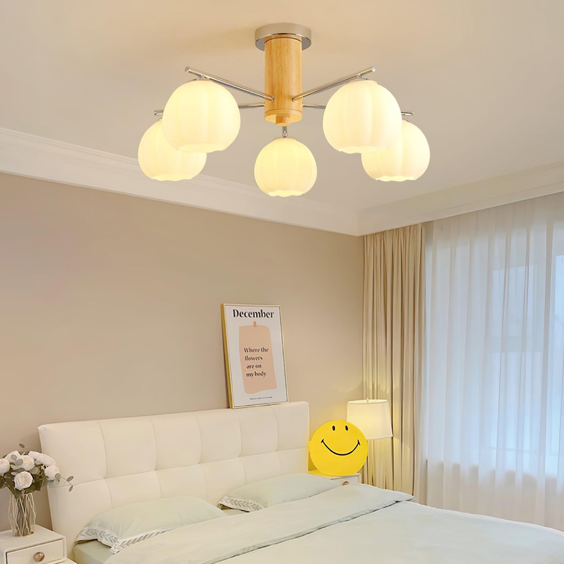 Ezoror Nordic Art Flower Buds Glass Ceiling Lamp-Neutral Decor