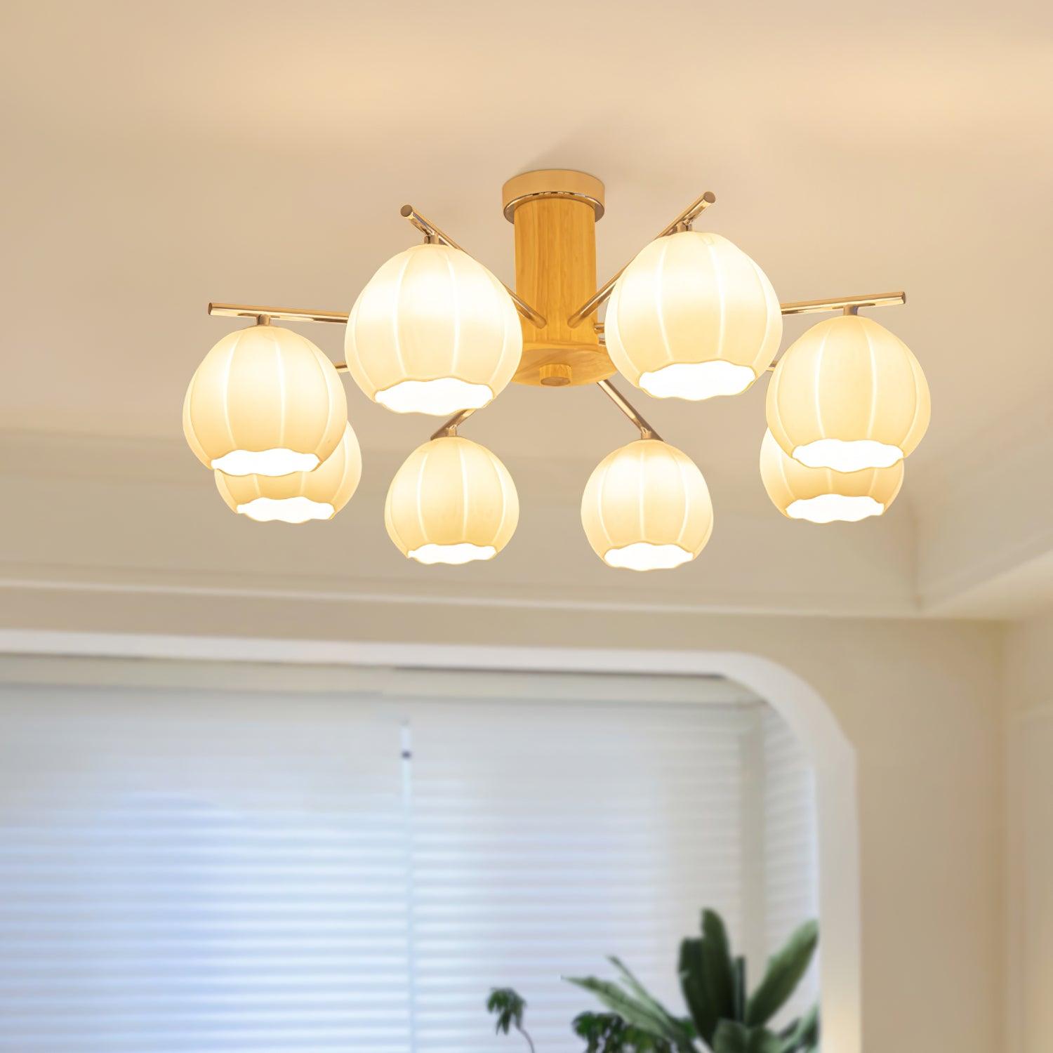 Ezoror Nordic Art Flower Buds Glass Ceiling Lamp-Neutral Decor
