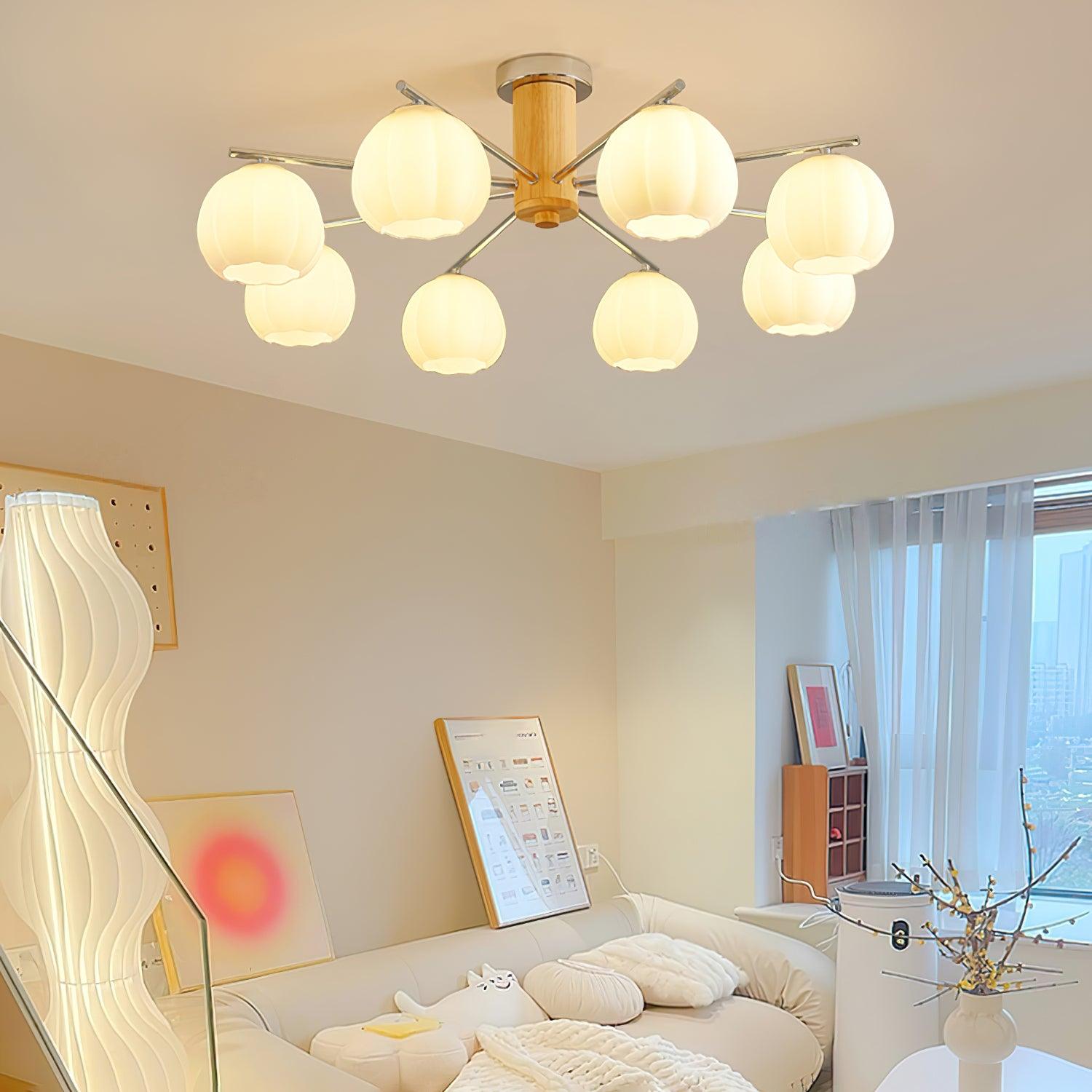 Ezoror Nordic Art Flower Buds Glass Ceiling Lamp-Neutral Decor