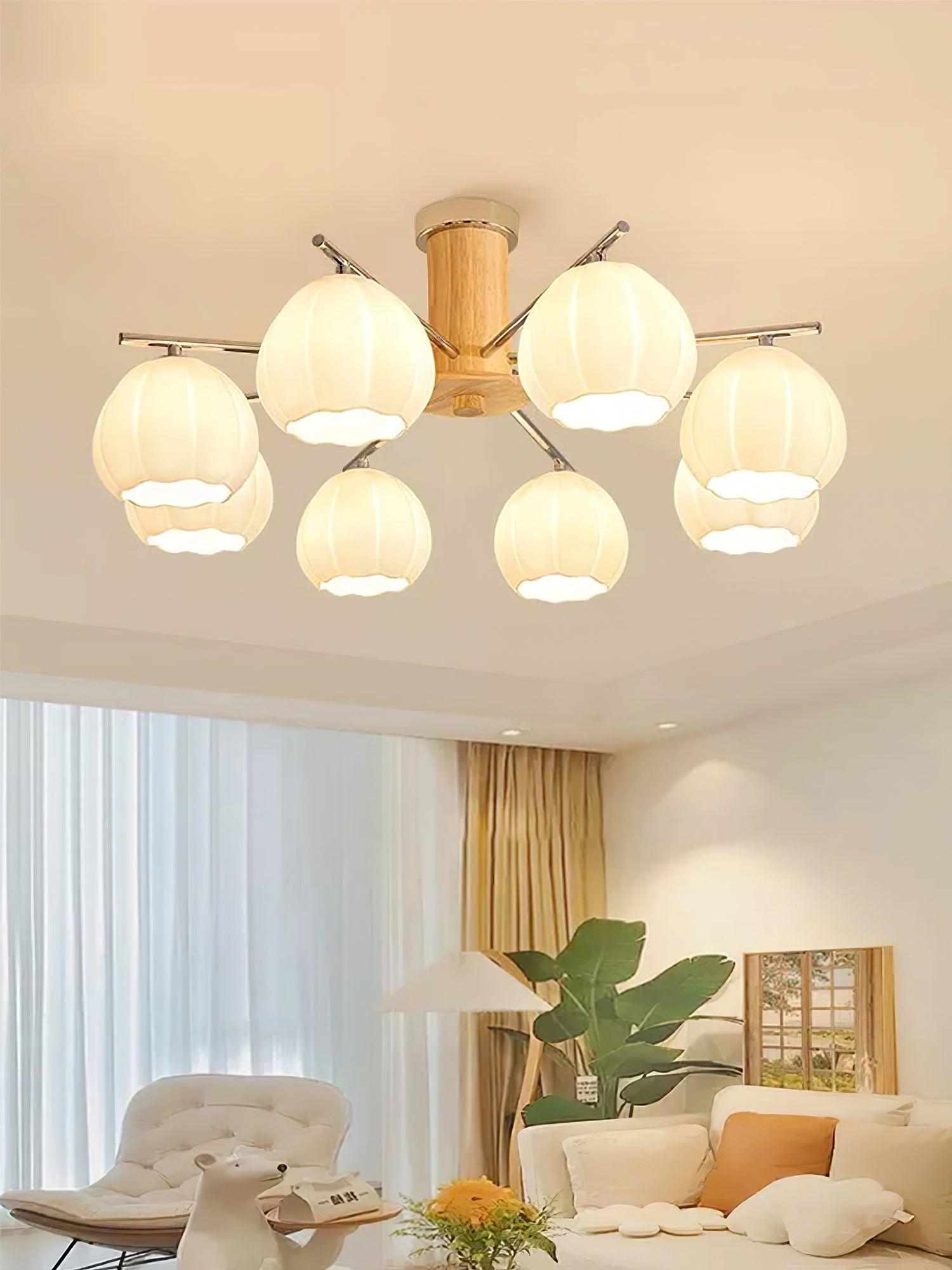 Ezoror Nordic Art Flower Buds Glass Ceiling Lamp-Neutral Decor