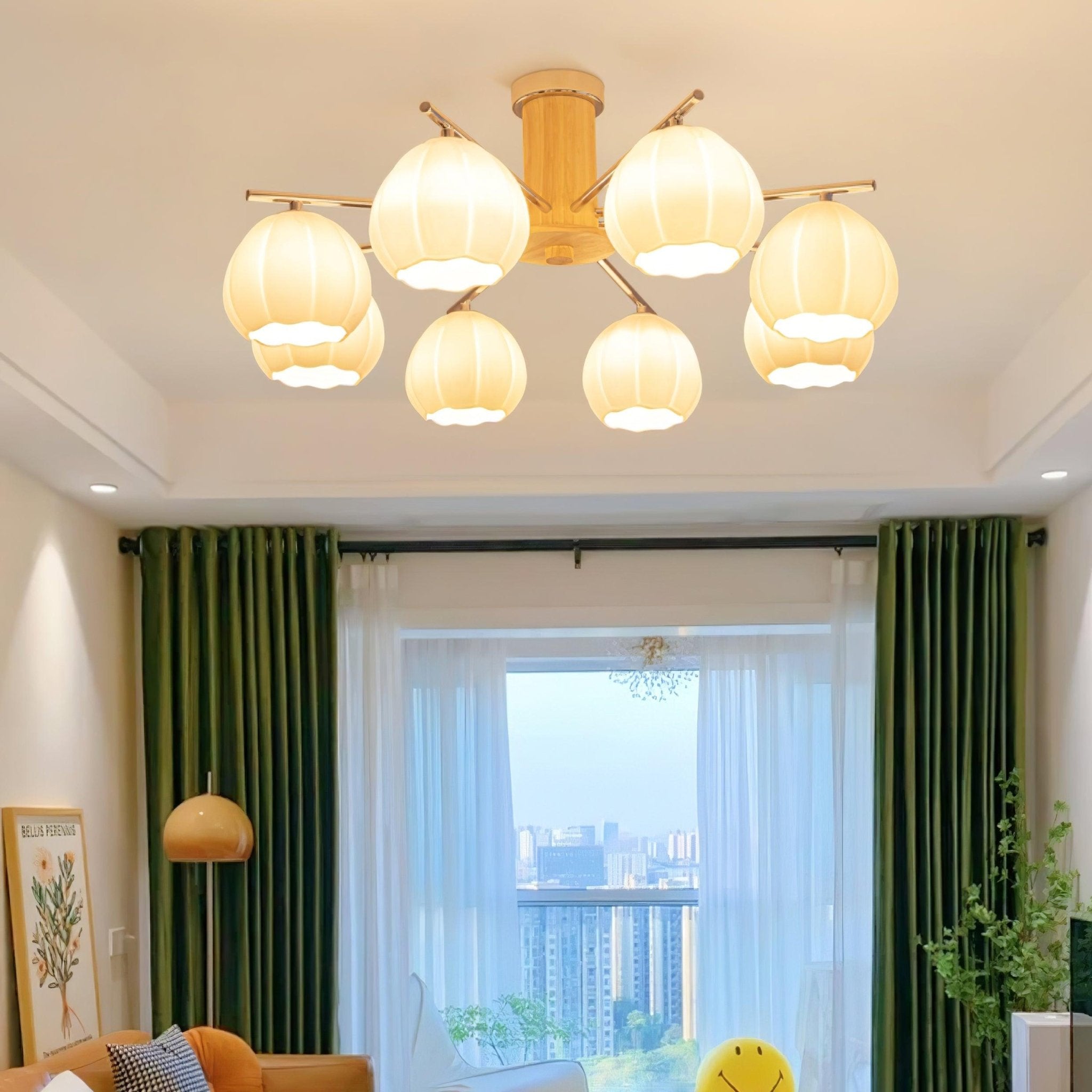 Ezoror Nordic Art Flower Buds Glass Ceiling Lamp-Neutral Decor