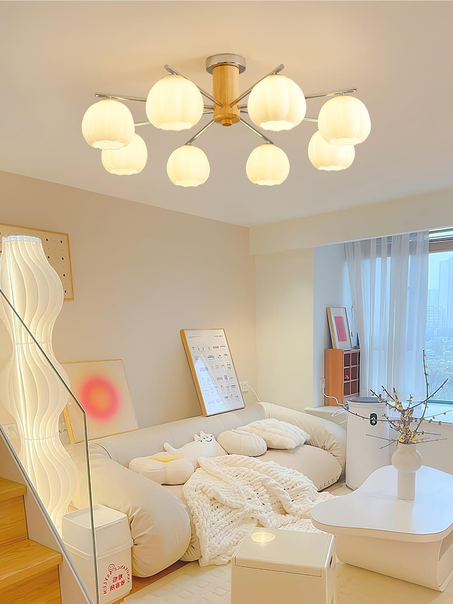 Ezoror Nordic Art Flower Buds Glass Ceiling Lamp-Neutral Decor