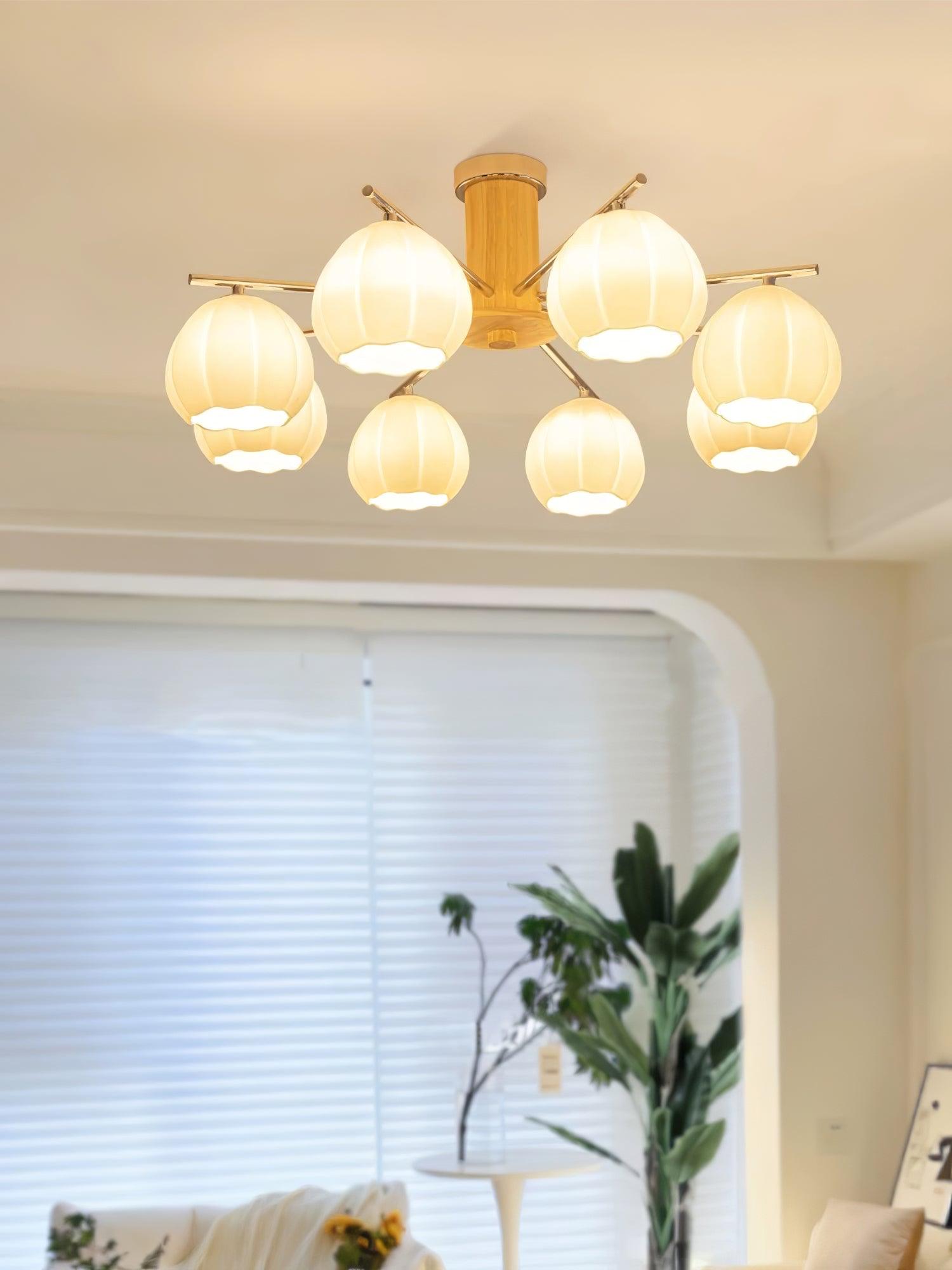 Ezoror Nordic Art Flower Buds Glass Ceiling Lamp-Neutral Decor