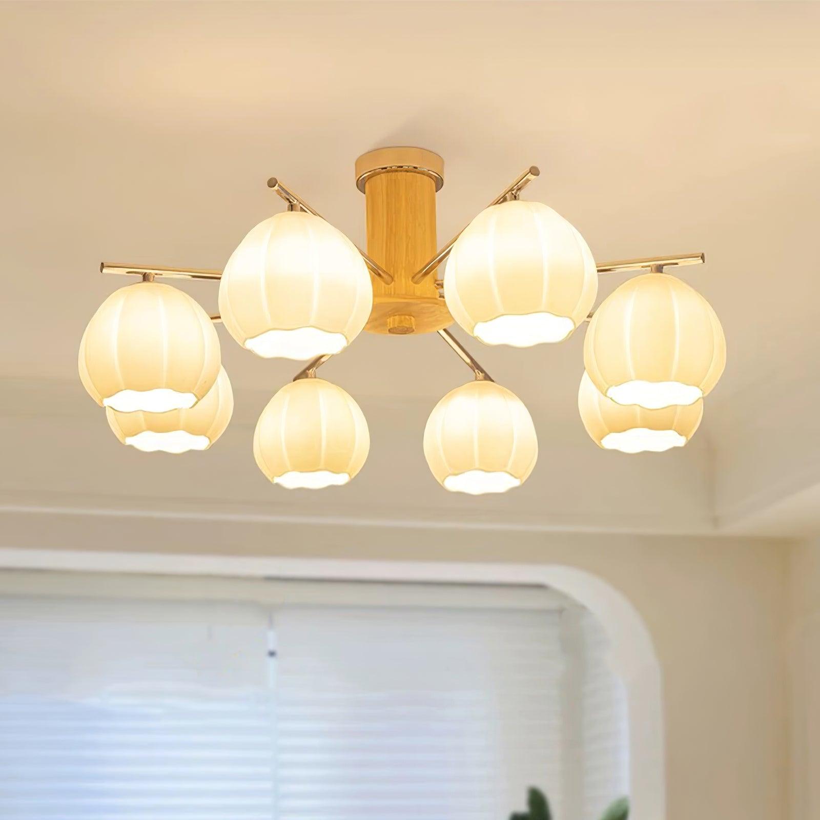 Ezoror Nordic Art Flower Buds Glass Ceiling Lamp-Neutral Decor