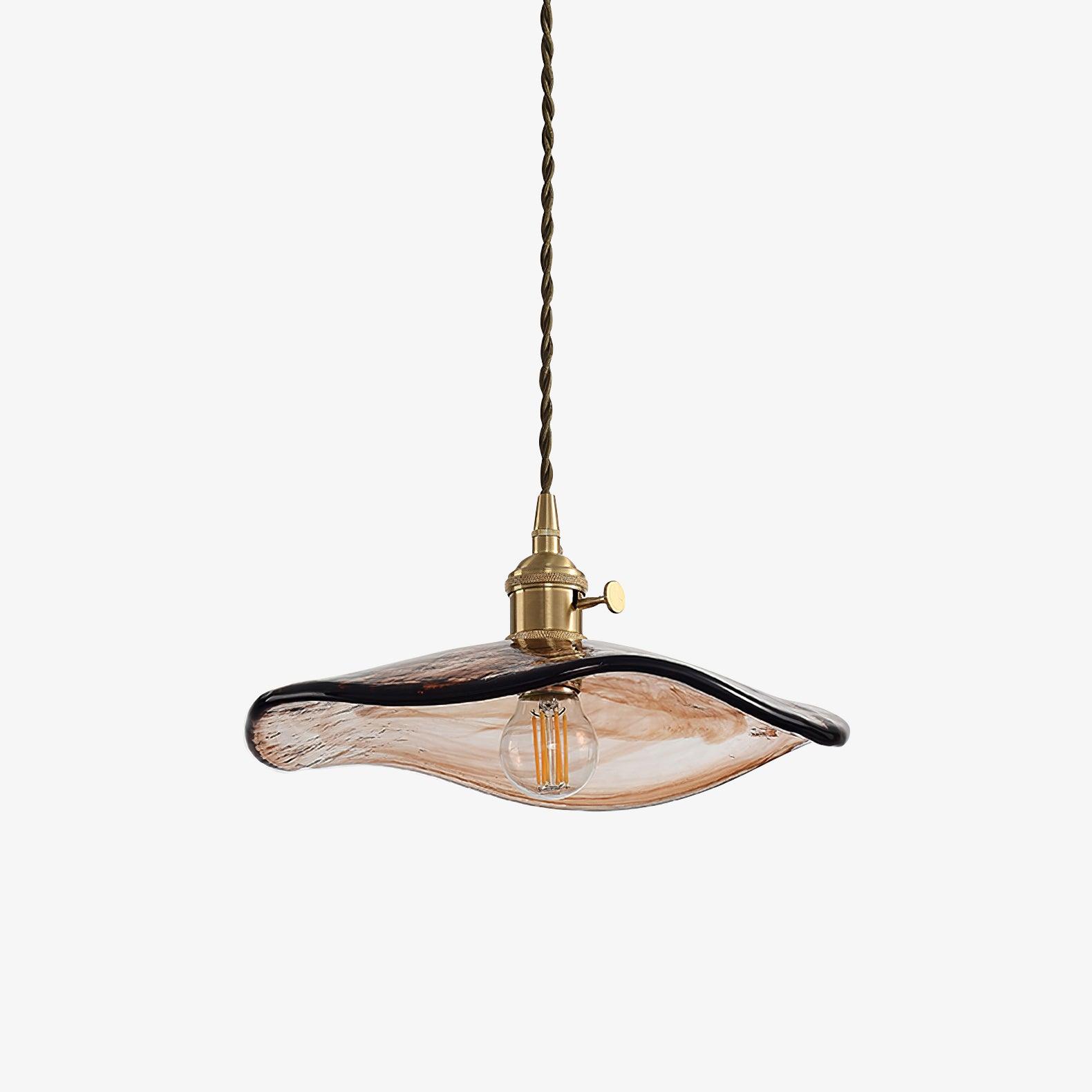 Hildes Art Flower Petal Swag Brass Glass Pendant Light-Neutral Decor
