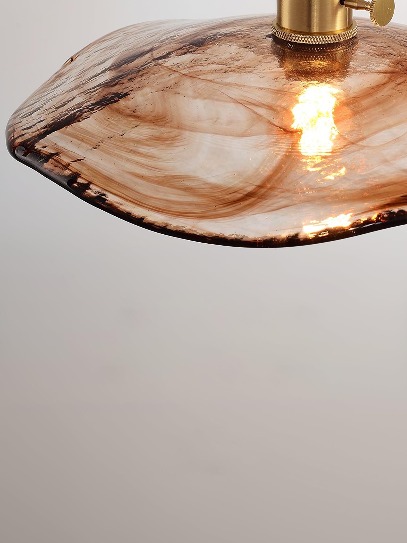 Hildes Art Flower Petal Swag Brass Glass Pendant Light-Neutral Decor