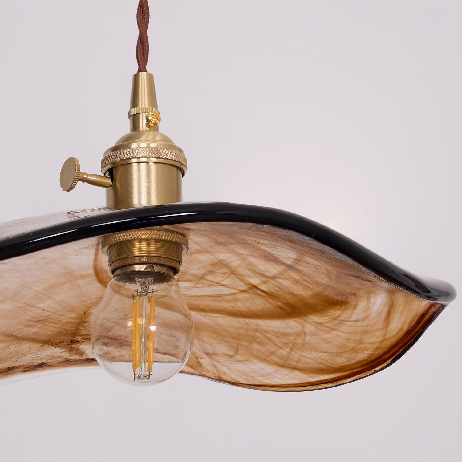 Hildes Art Flower Petal Swag Brass Glass Pendant Light-Neutral Decor