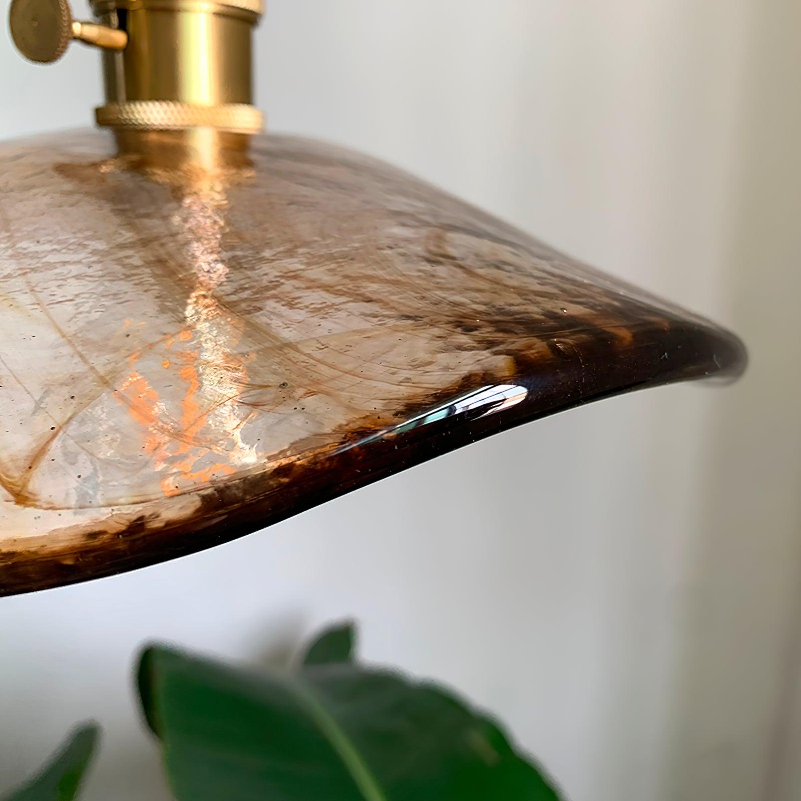 Hildes Art Flower Petal Swag Brass Glass Pendant Light-Neutral Decor