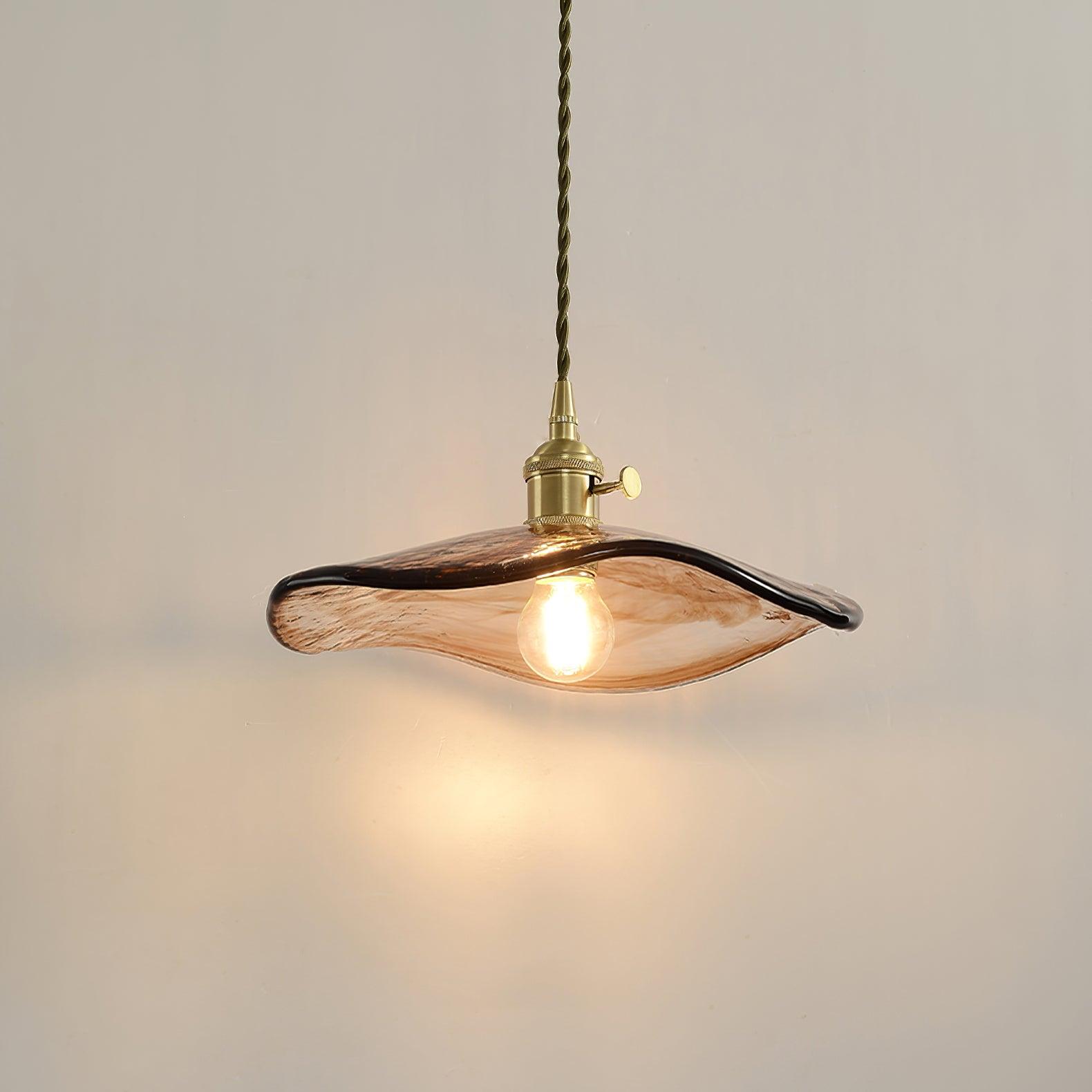 Hildes Art Flower Petal Swag Brass Glass Pendant Light-Neutral Decor
