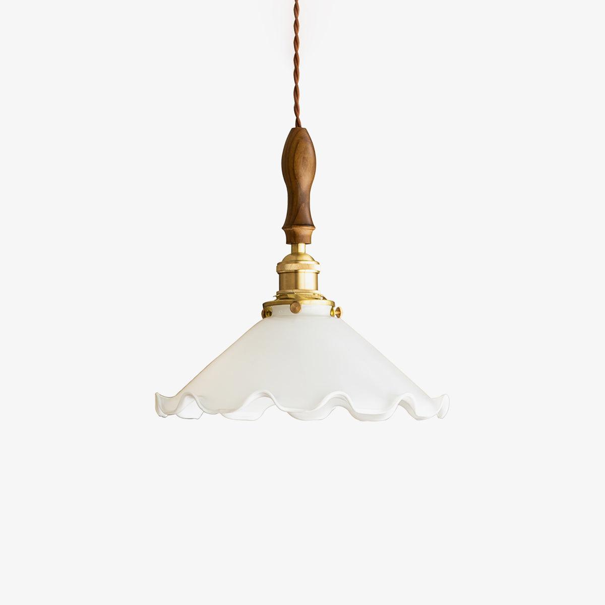Questa Pendant Lamp Glass Wavy Shade Vintage Living Room-Neutral Decor