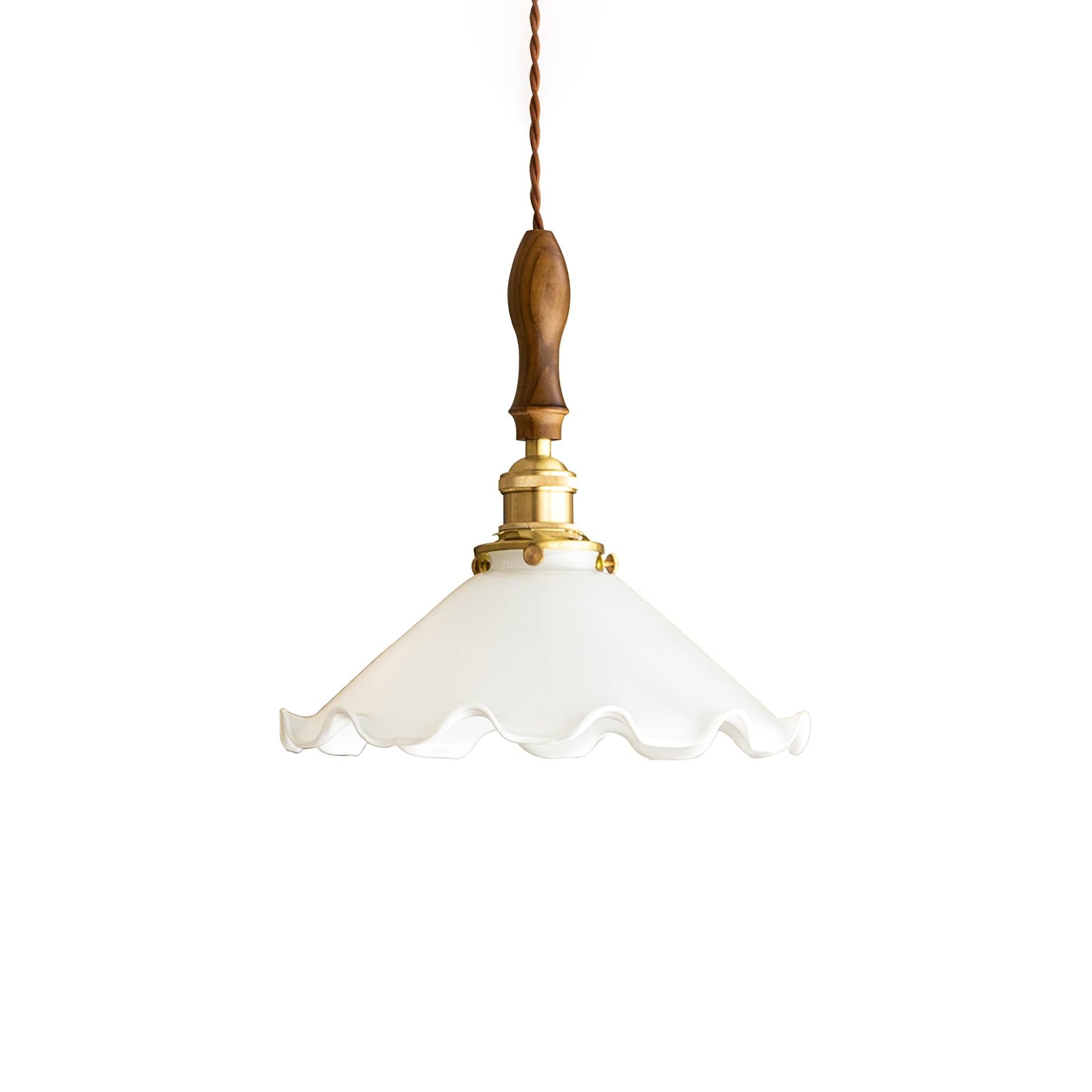 Questa Pendant Lamp Glass Wavy Shade Vintage Living Room-Neutral Decor