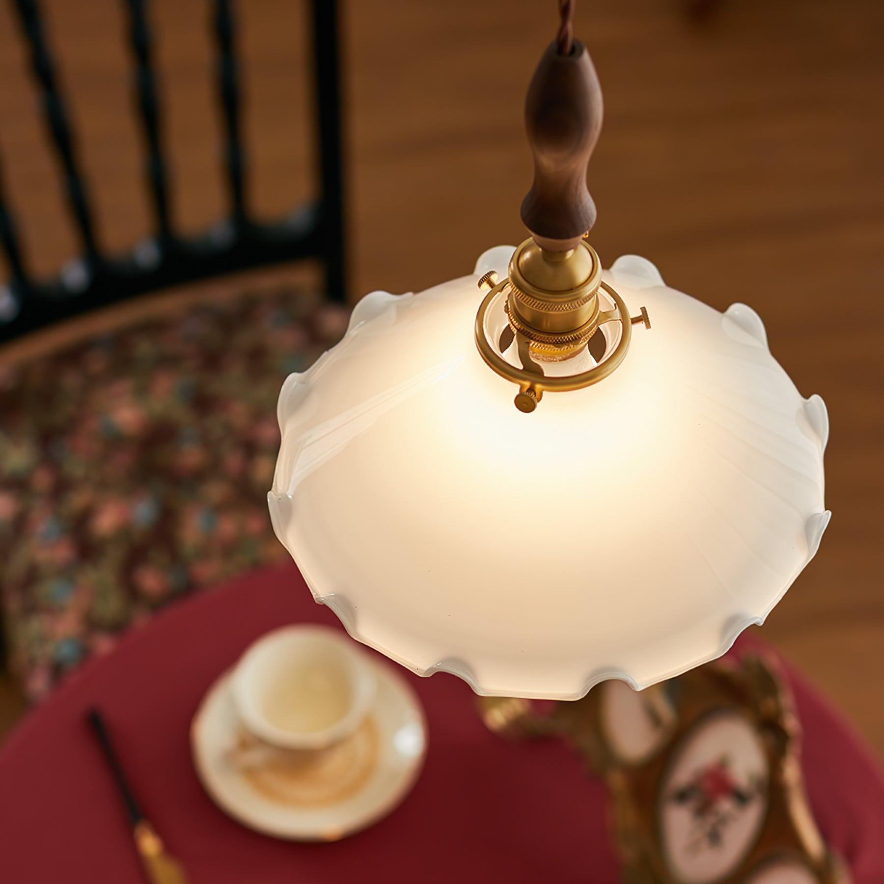 Questa Pendant Lamp Glass Wavy Shade Vintage Living Room-Neutral Decor