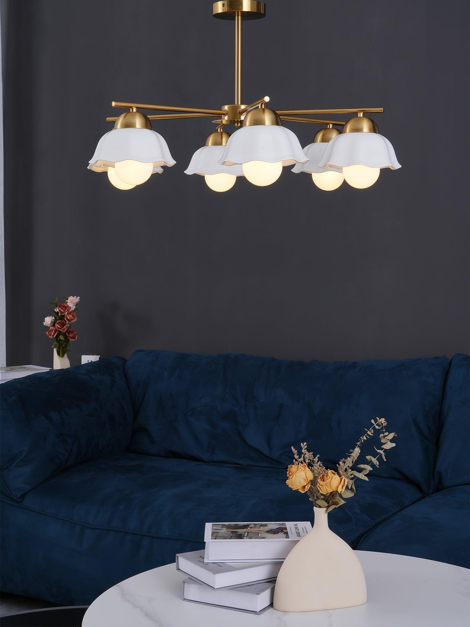 Zasila Nordic Art Flower Shade Ceramics Chandelier-Neutral Decor
