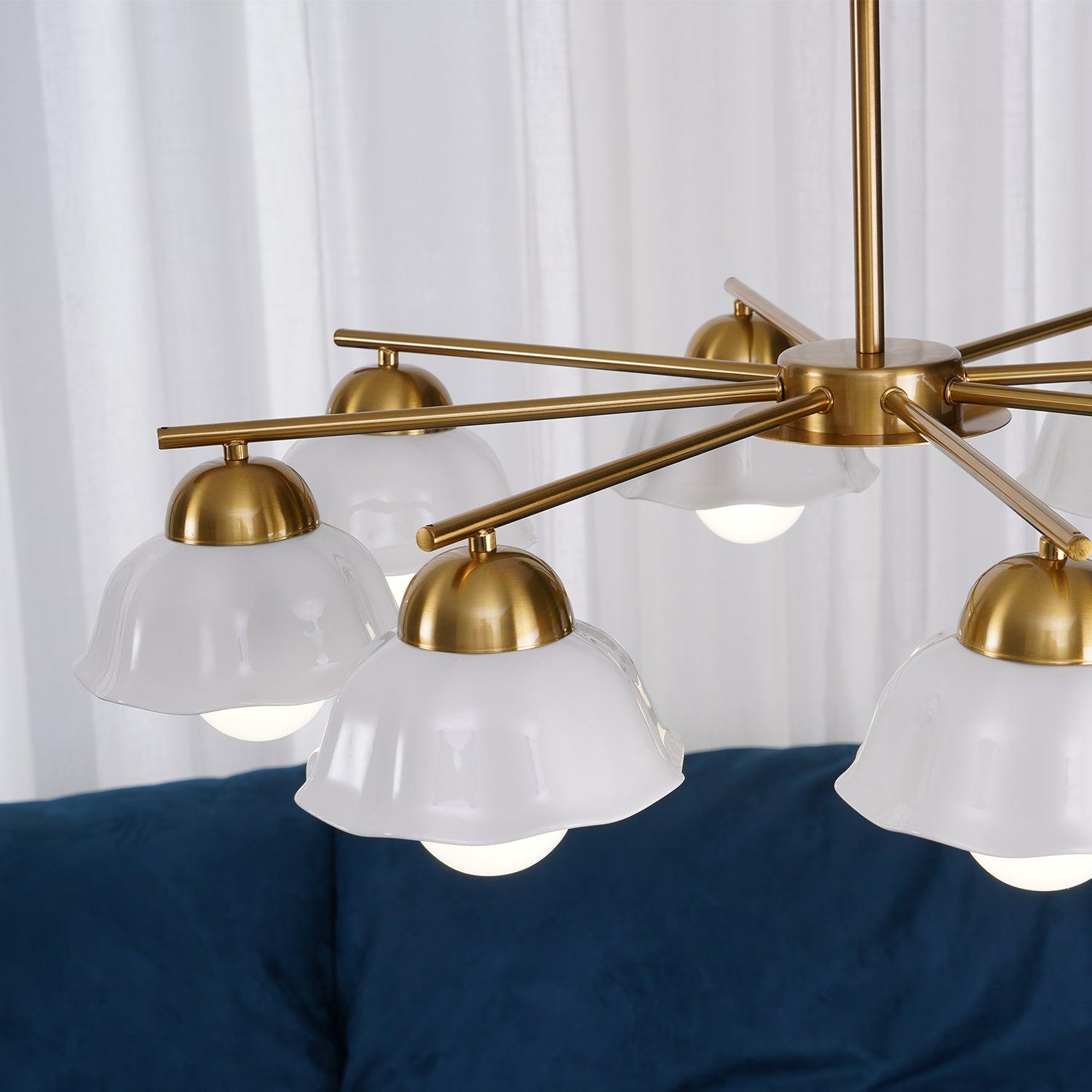 Zasila Nordic Art Flower Shade Ceramics Chandelier-Neutral Decor