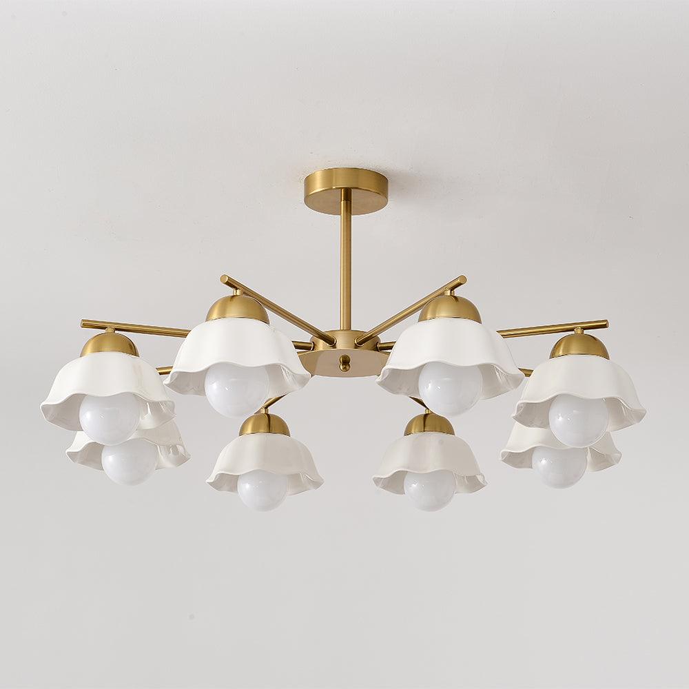 Zasila Nordic Art Flower Shade Ceramics Chandelier-Neutral Decor