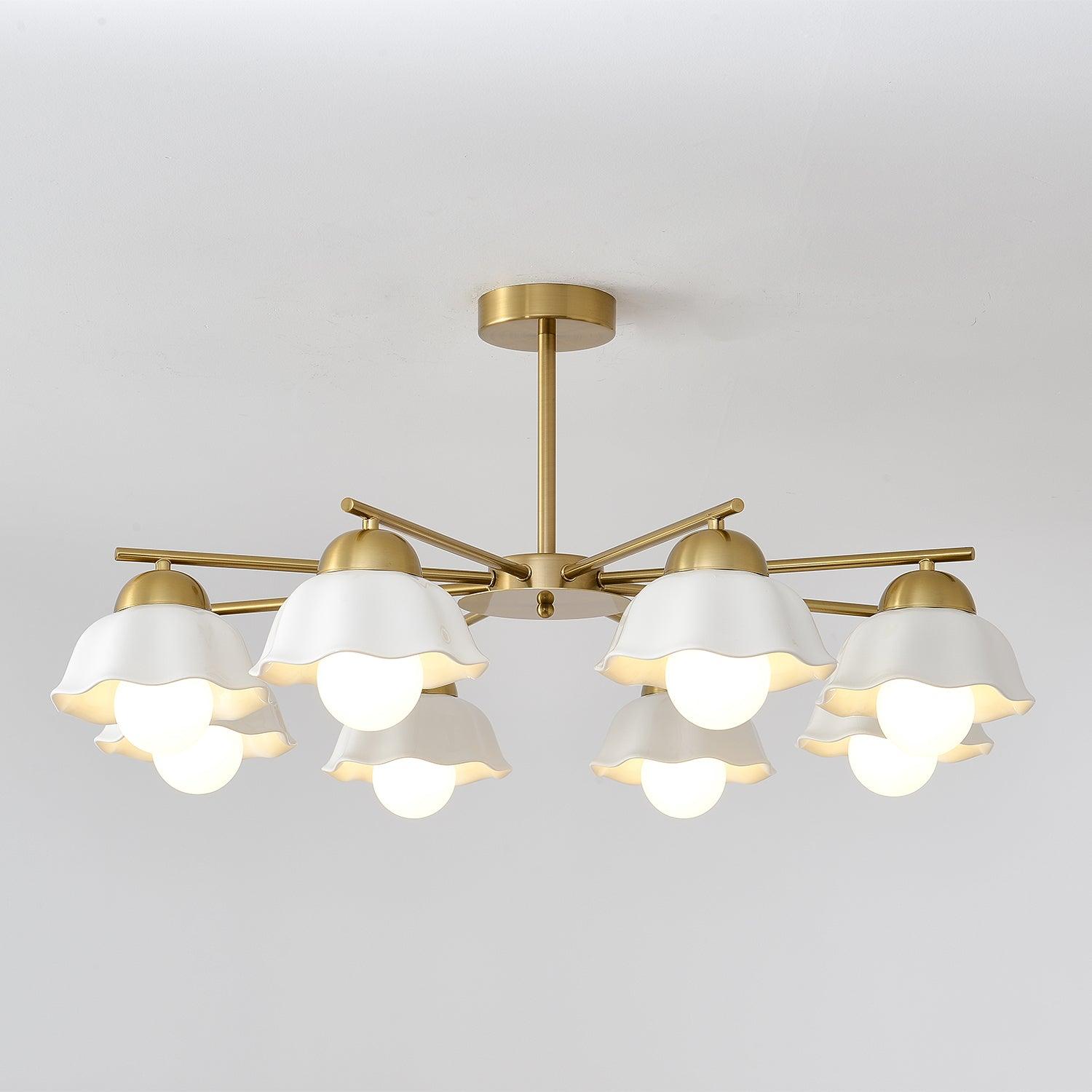 Zasila Nordic Art Flower Shade Ceramics Chandelier-Neutral Decor