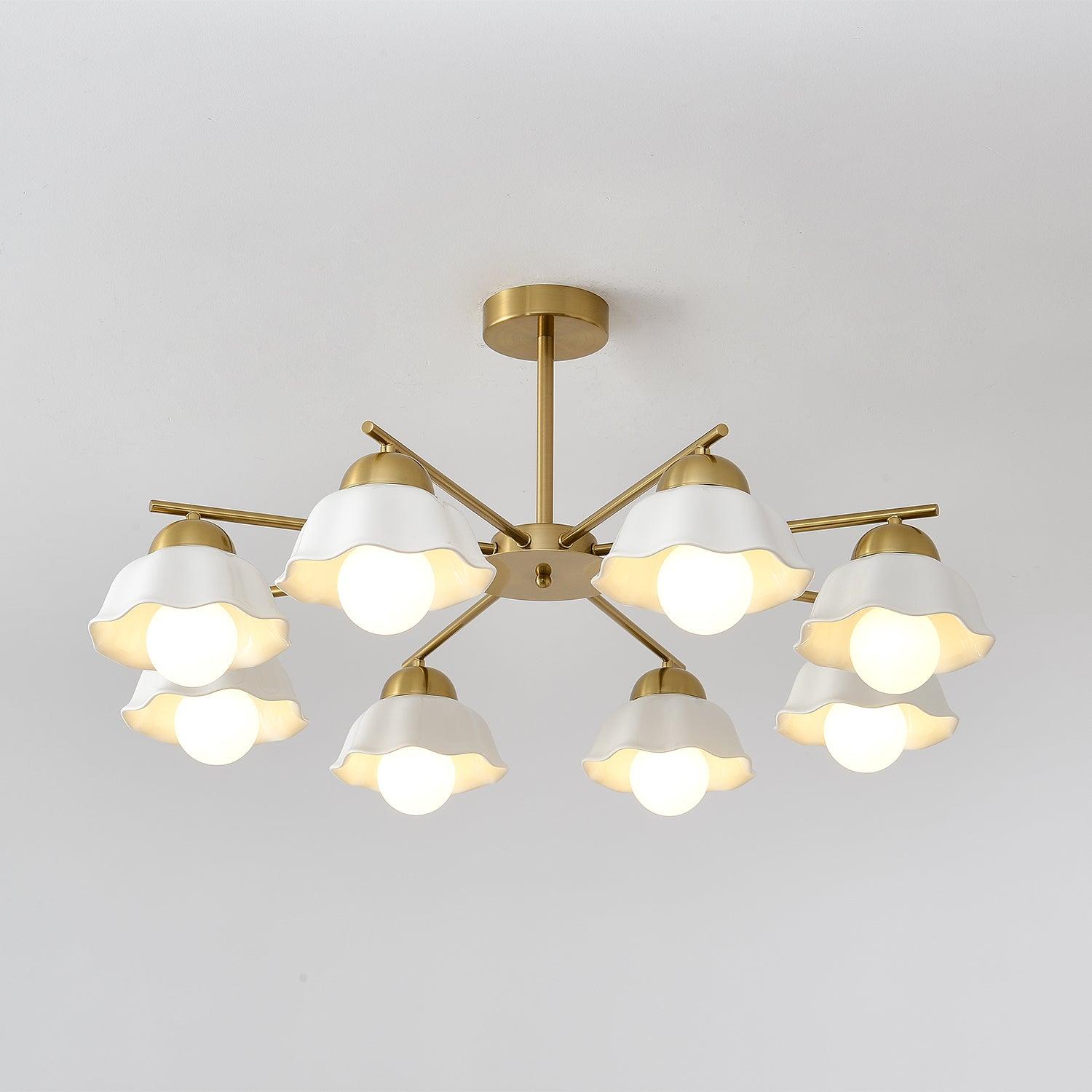 Zasila Nordic Art Flower Shade Ceramics Chandelier-Neutral Decor