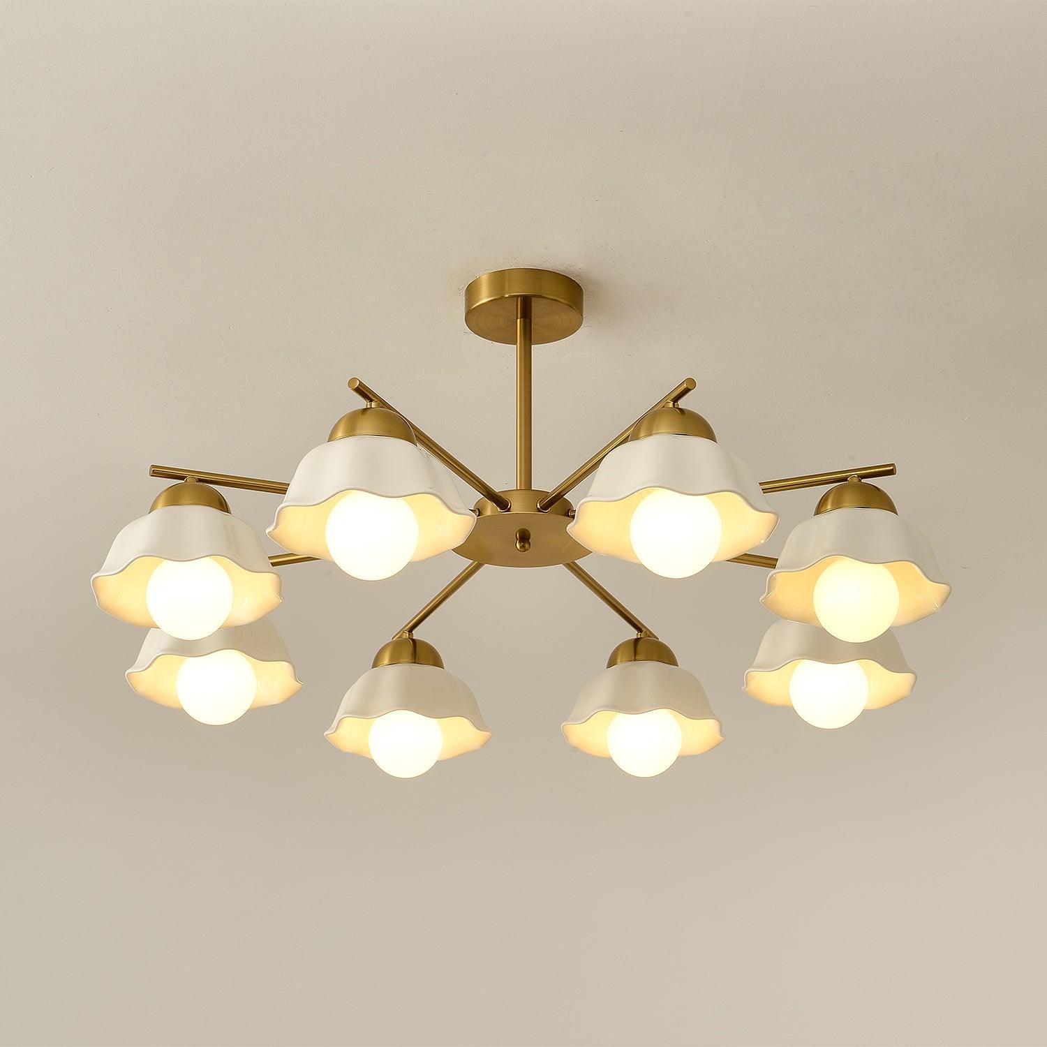 Zasila Nordic Art Flower Shade Ceramics Chandelier-Neutral Decor