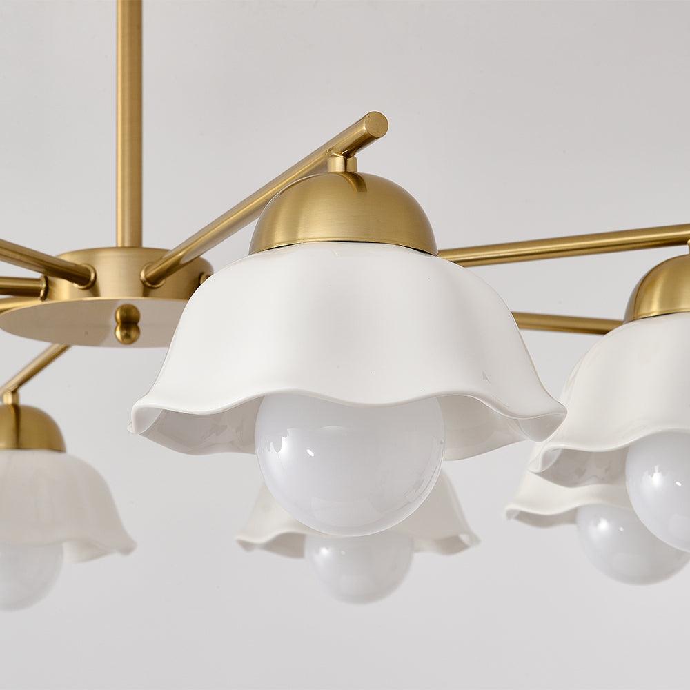 Zasila Nordic Art Flower Shade Ceramics Chandelier-Neutral Decor