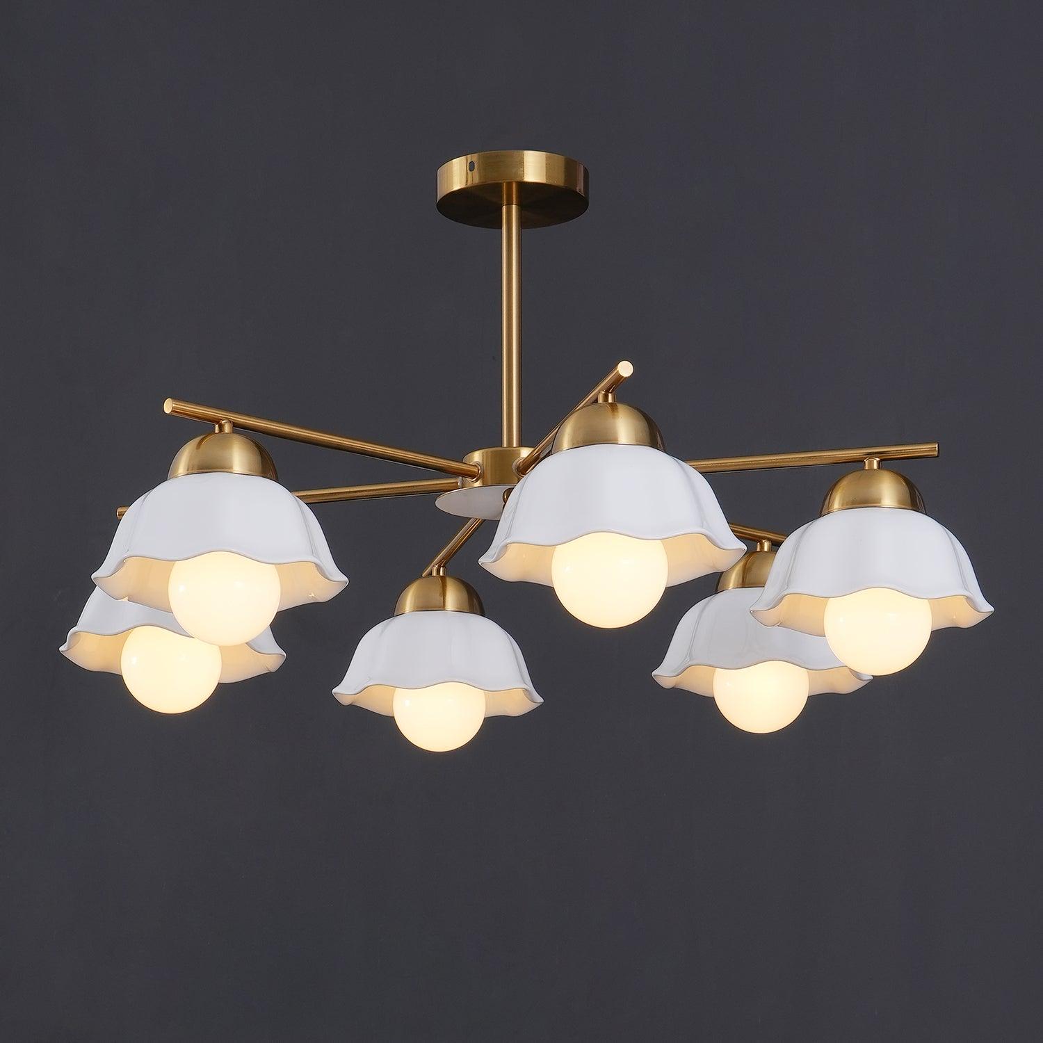 Zasila Nordic Art Flower Shade Ceramics Chandelier-Neutral Decor