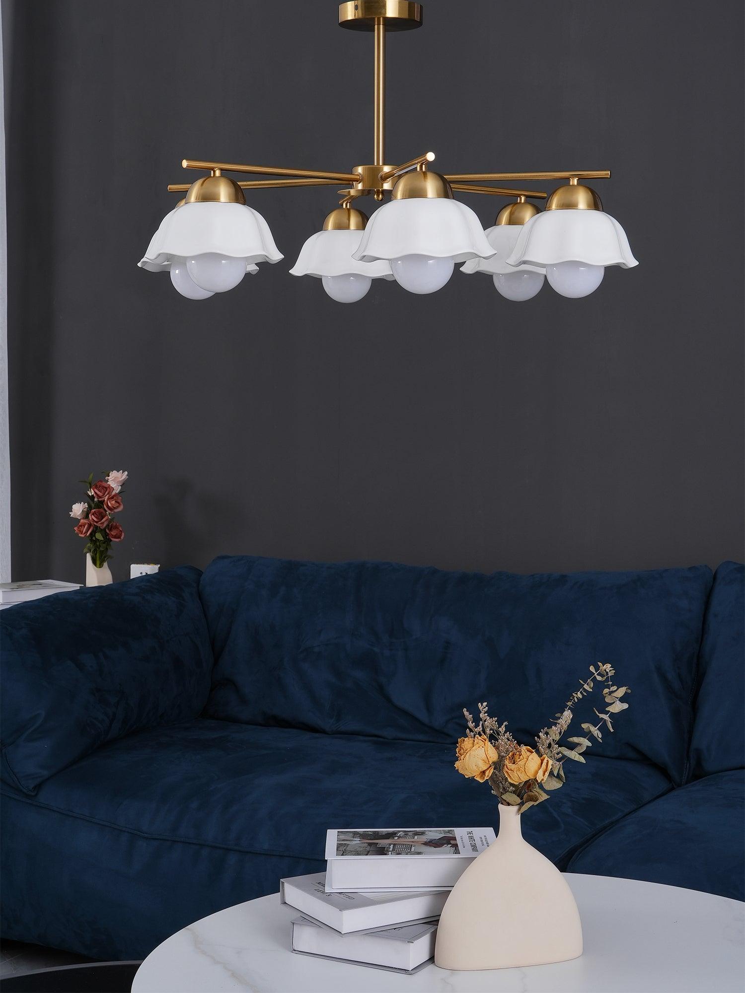 Zasila Nordic Art Flower Shade Ceramics Chandelier-Neutral Decor