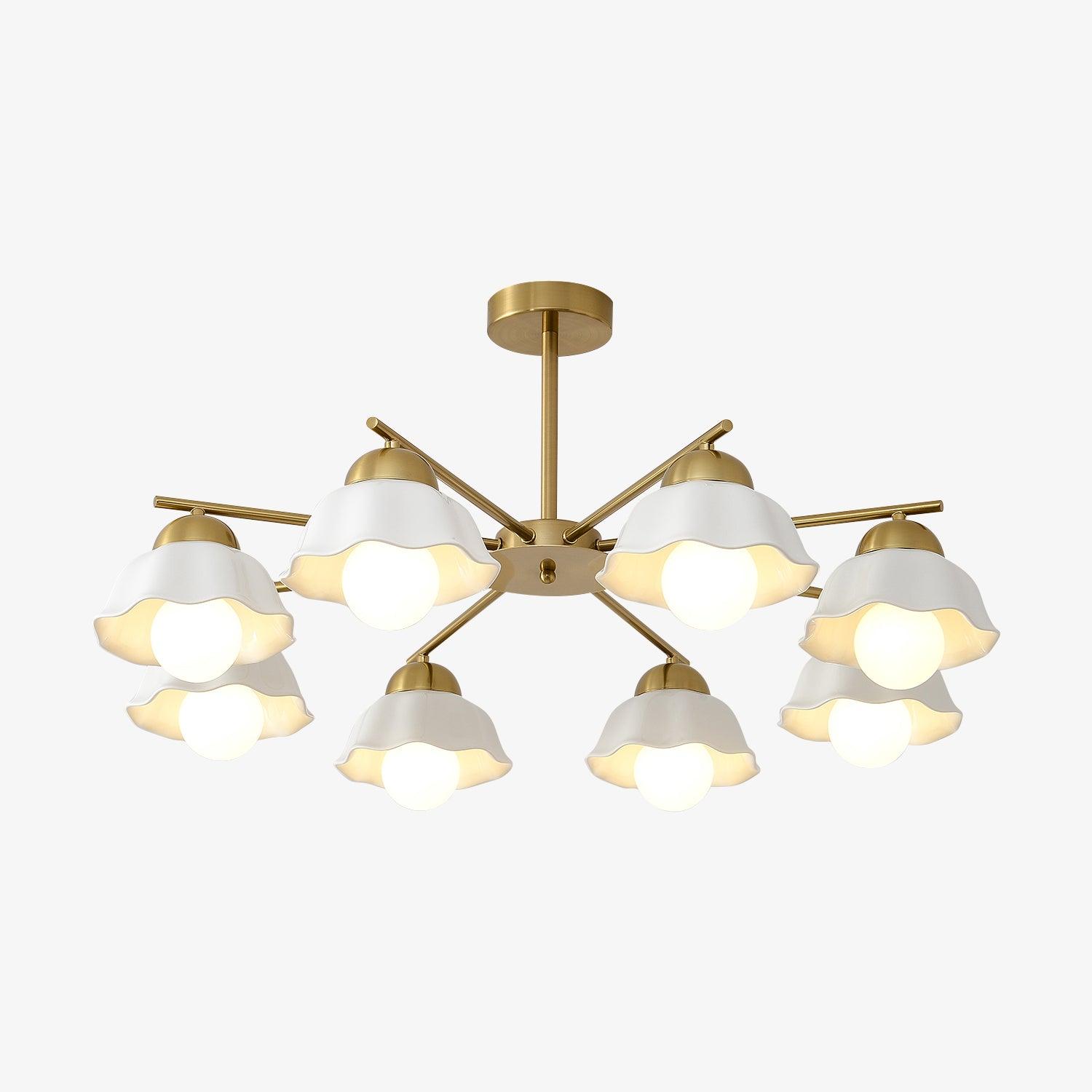 Zasila Nordic Art Flower Shade Ceramics Chandelier-Neutral Decor