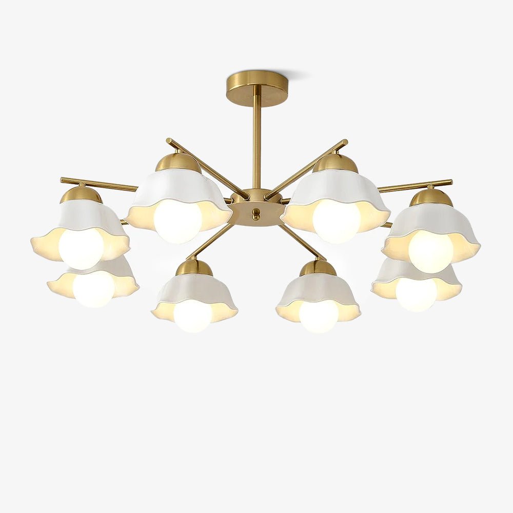 Zasila Nordic Art Flower Shade Ceramics Chandelier-Neutral Decor