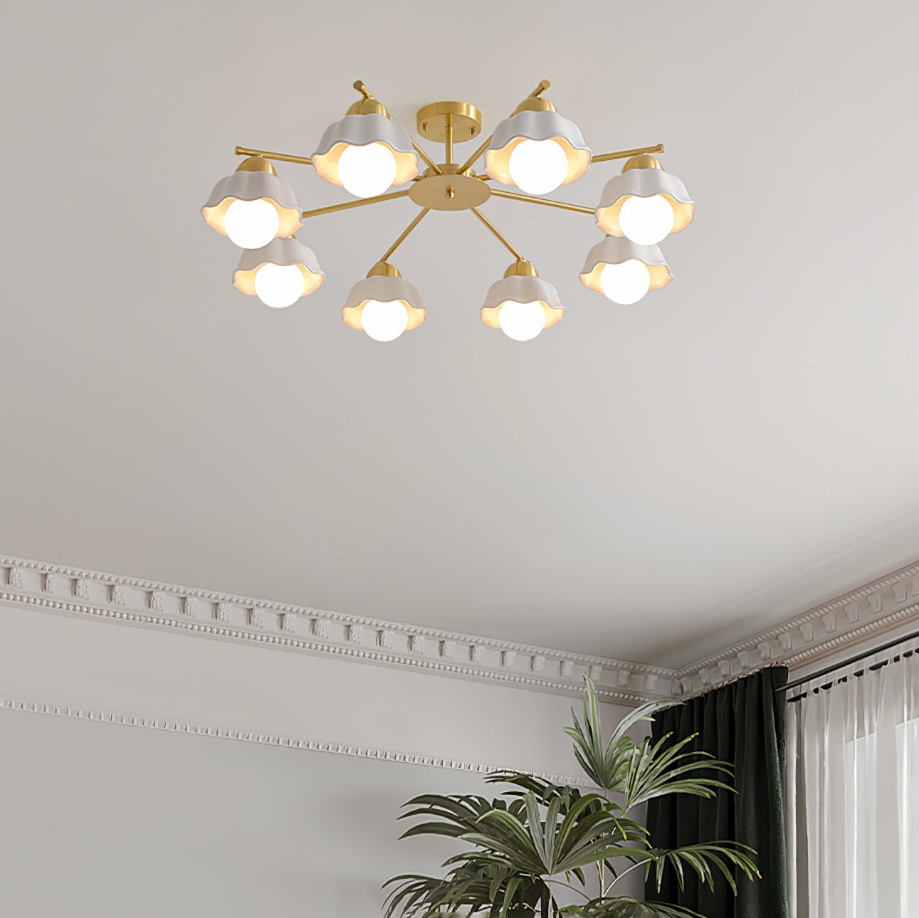 Zasila Nordic Art Flower Shade Ceramics Chandelier-Neutral Decor