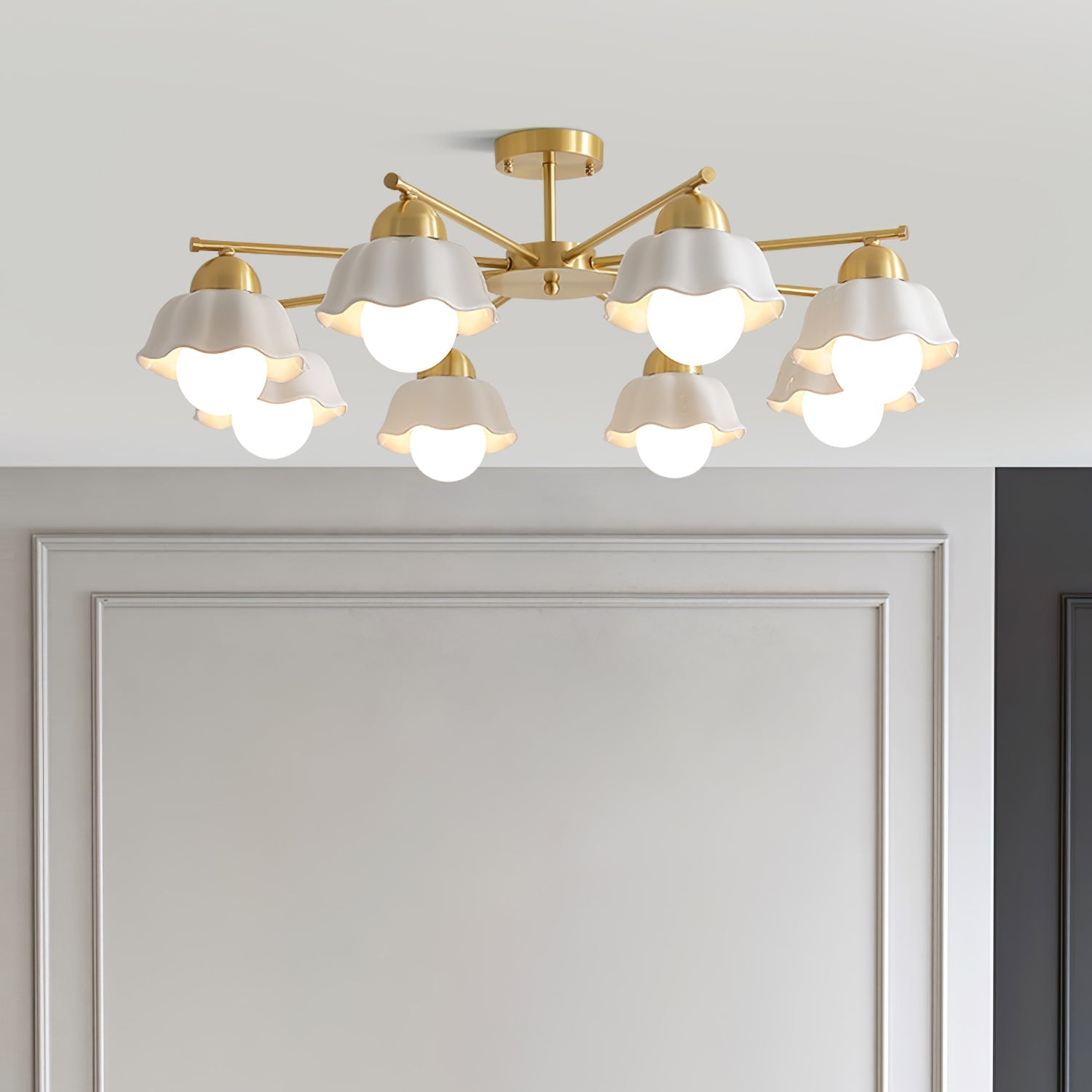 Zasila Nordic Art Flower Shade Ceramics Chandelier-Neutral Decor