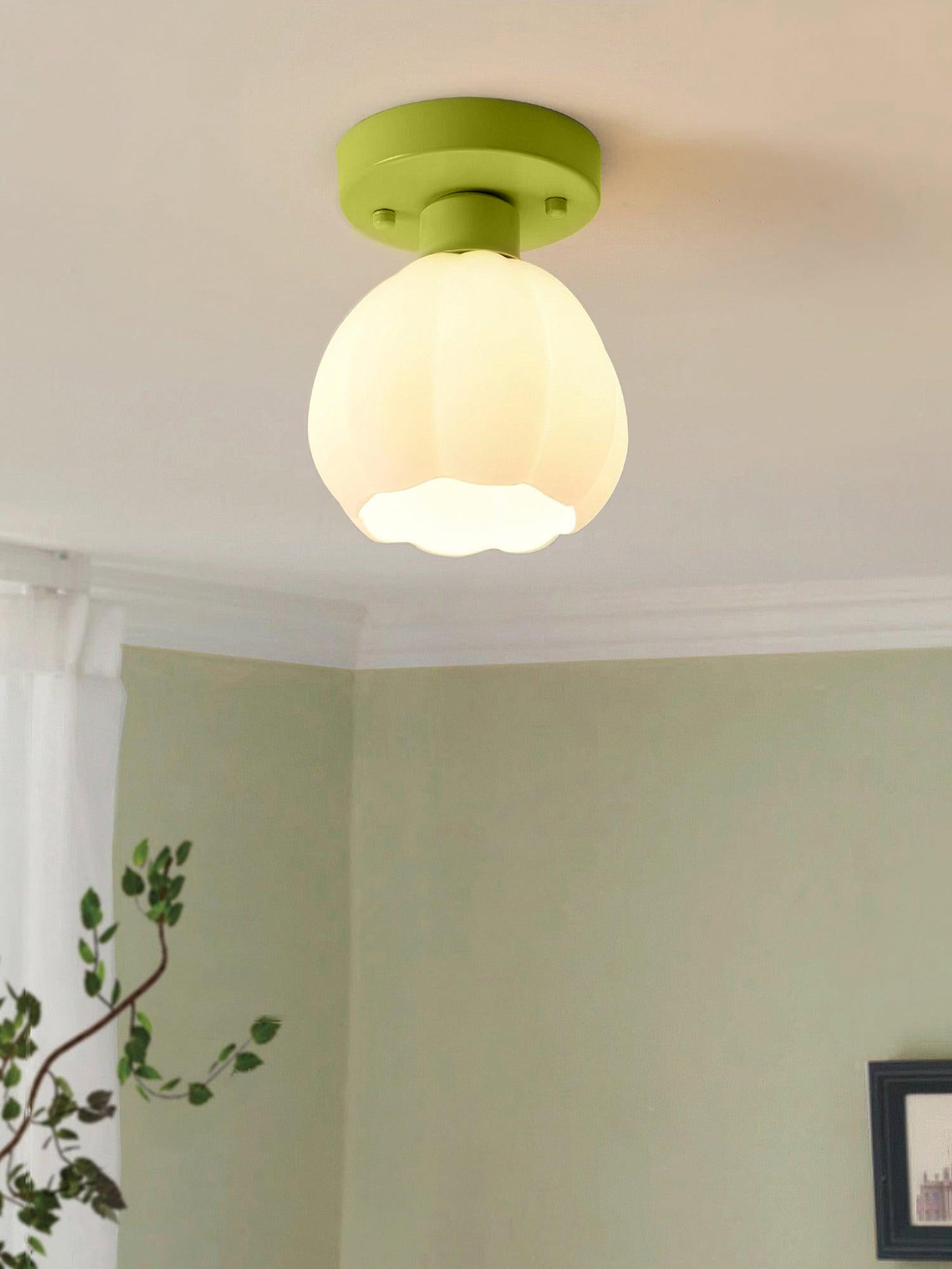 Zevinora Flower Shaded Glass Semi Flushmount Light-Neutral Decor
