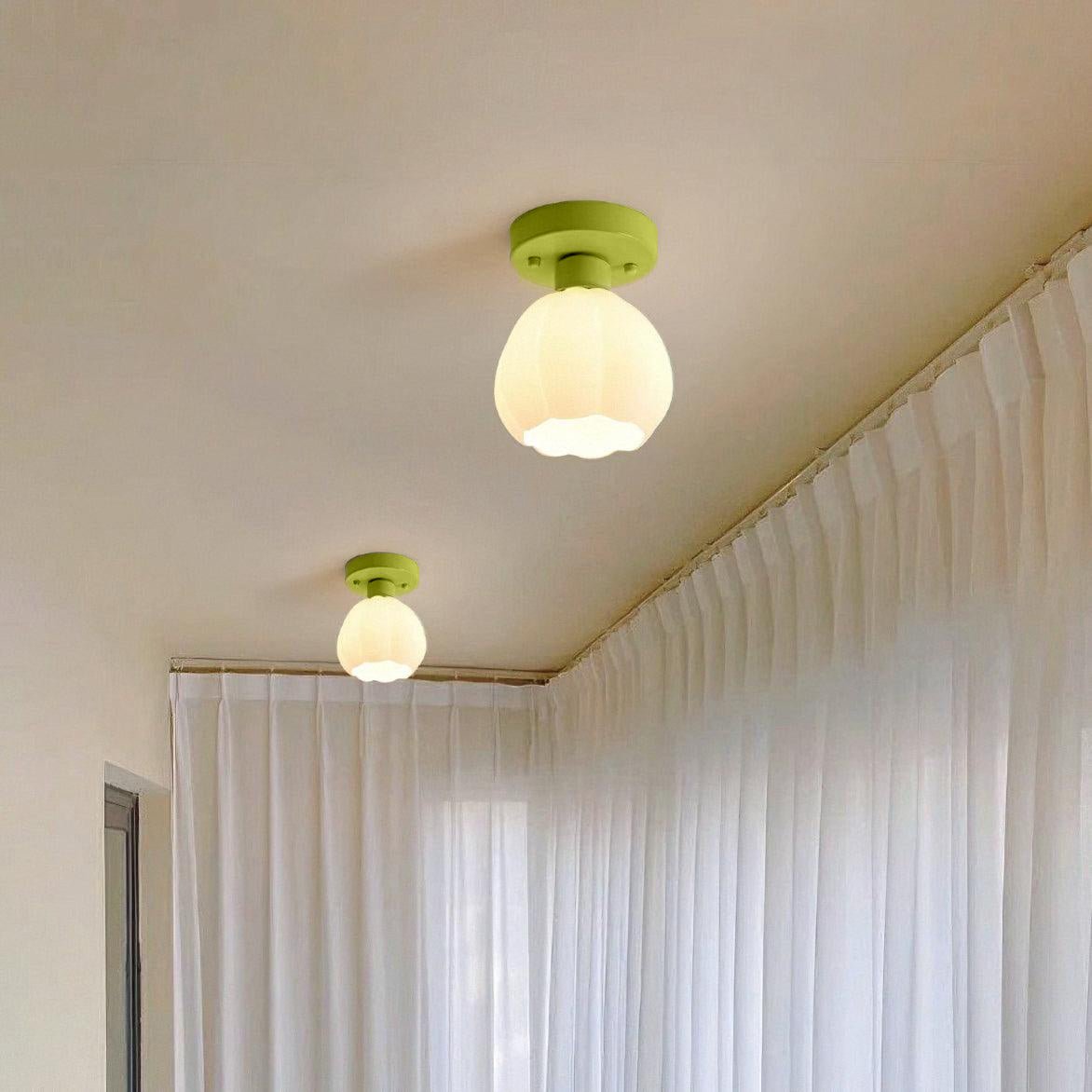 Zevinora Flower Shaded Glass Semi Flushmount Light-Neutral Decor
