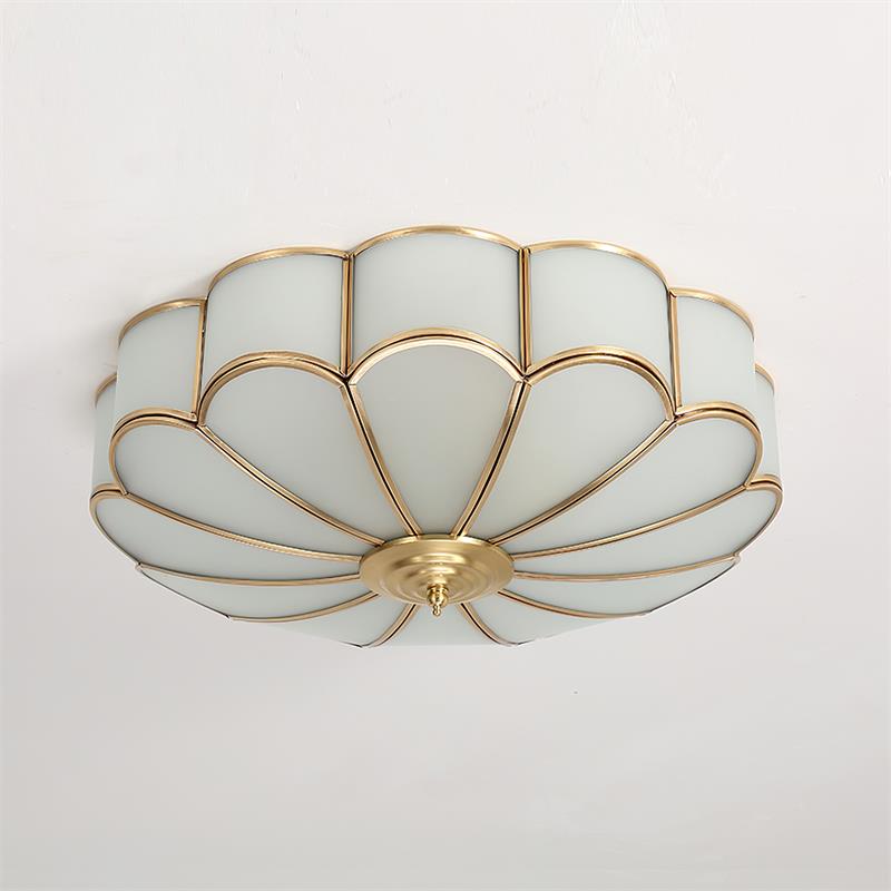 Viraean Flower Shape Brass Glass Ceiling Lamp-Neutral Decor