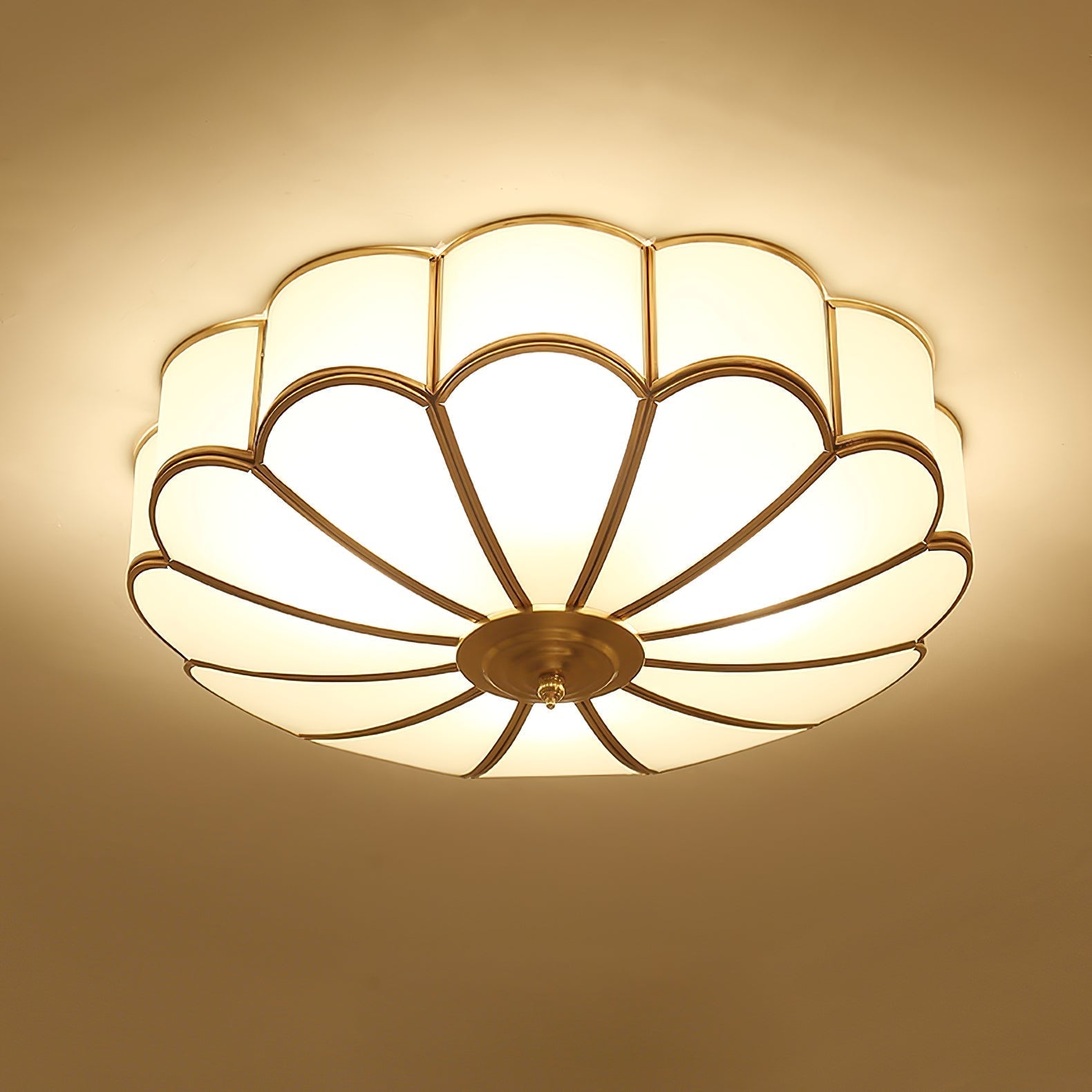 Viraean Flower Shape Brass Glass Ceiling Lamp-Neutral Decor