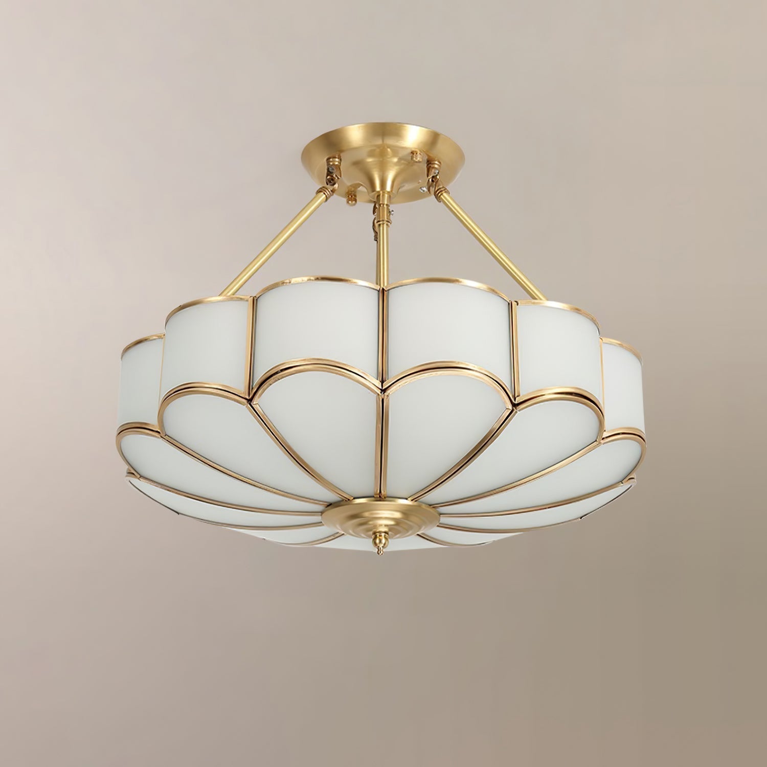 Levenor Ceiling Light Frosted Glass Petal Brass Art-Neutral Decor