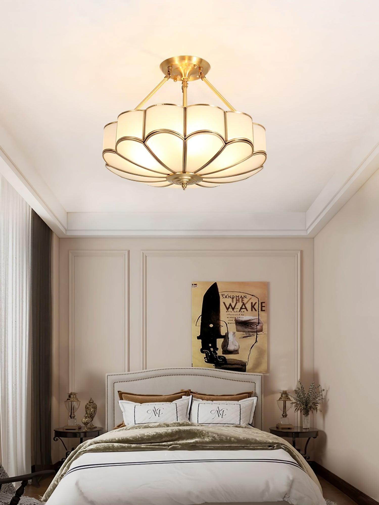 Levenor Ceiling Light Frosted Glass Petal Brass Art-Neutral Decor