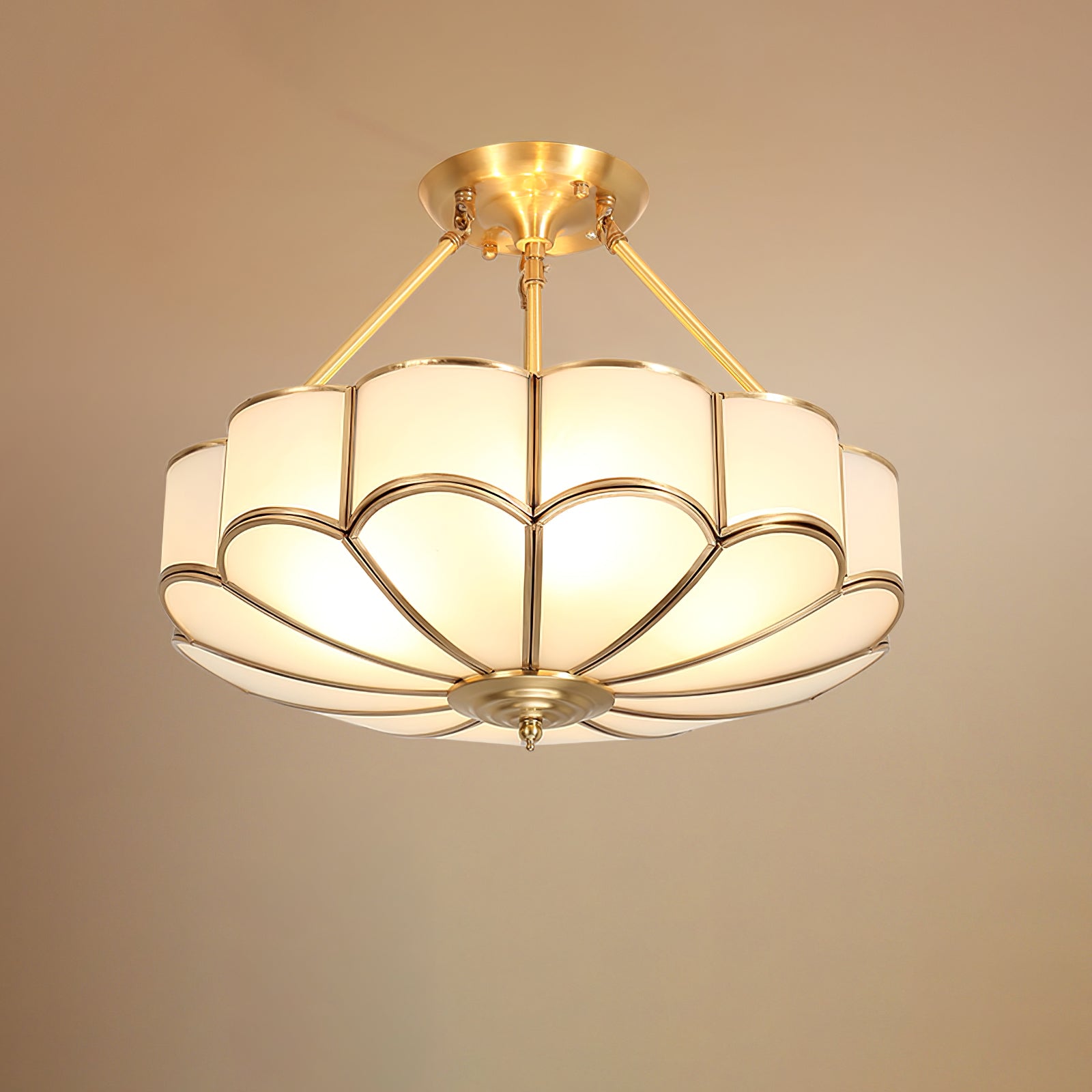 Levenor Ceiling Light Frosted Glass Petal Brass Art-Neutral Decor