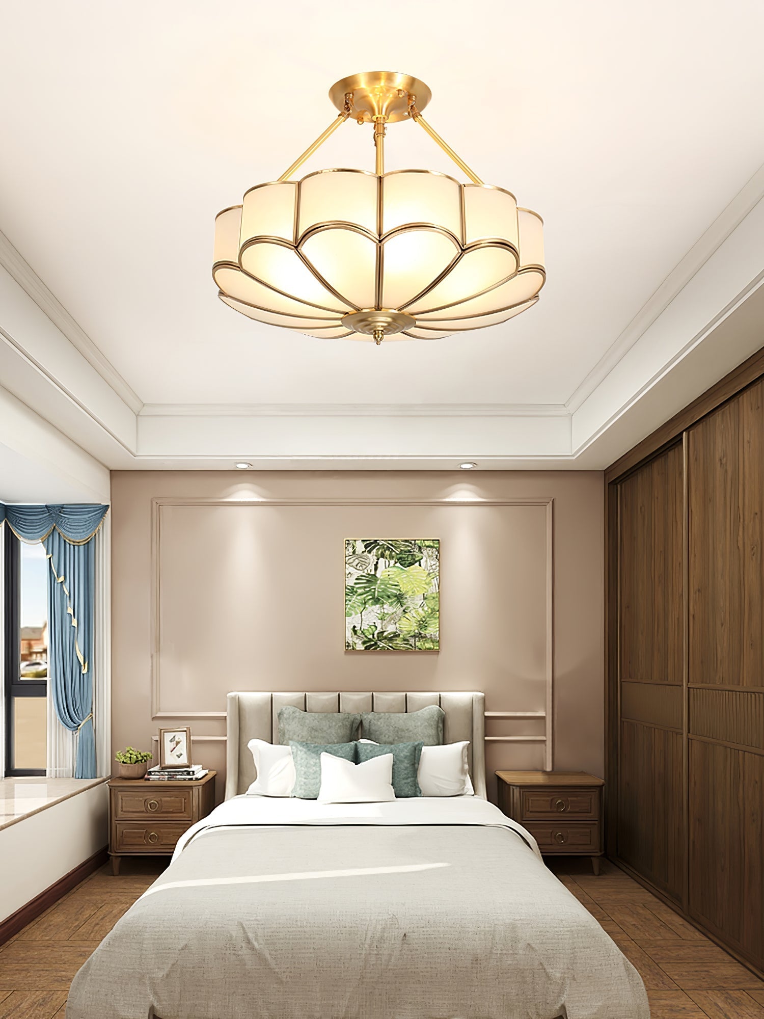 Levenor Ceiling Light Frosted Glass Petal Brass Art-Neutral Decor