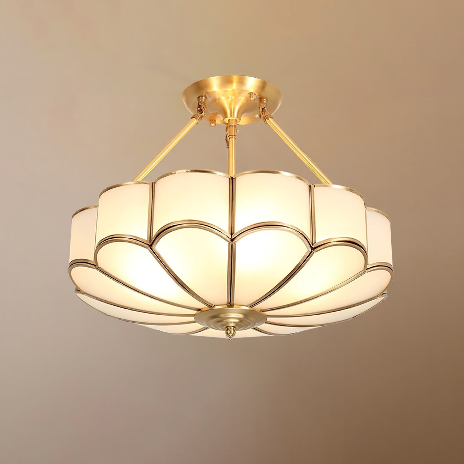Levenor Ceiling Light Frosted Glass Petal Brass Art-Neutral Decor