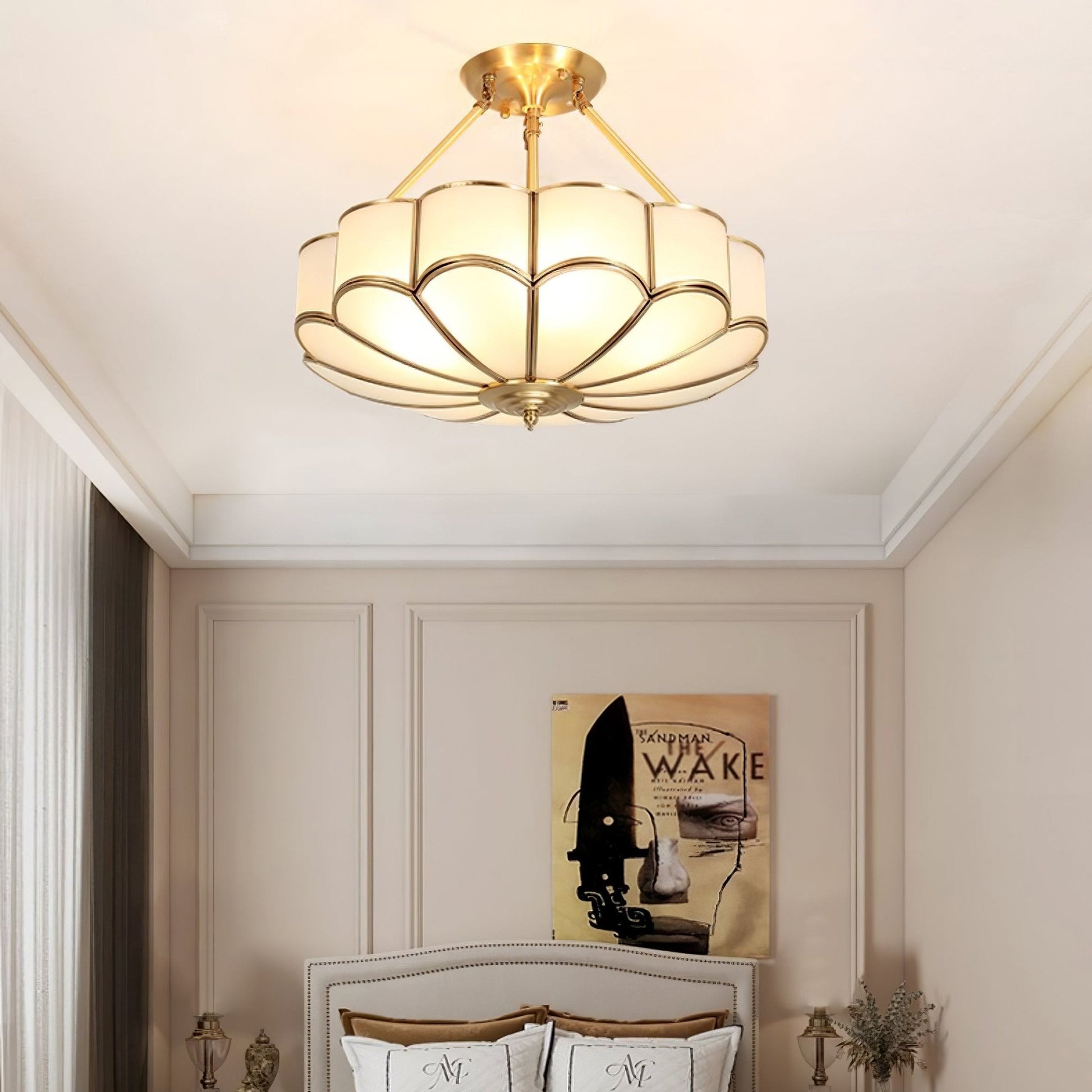 Levenor Ceiling Light Frosted Glass Petal Brass Art-Neutral Decor