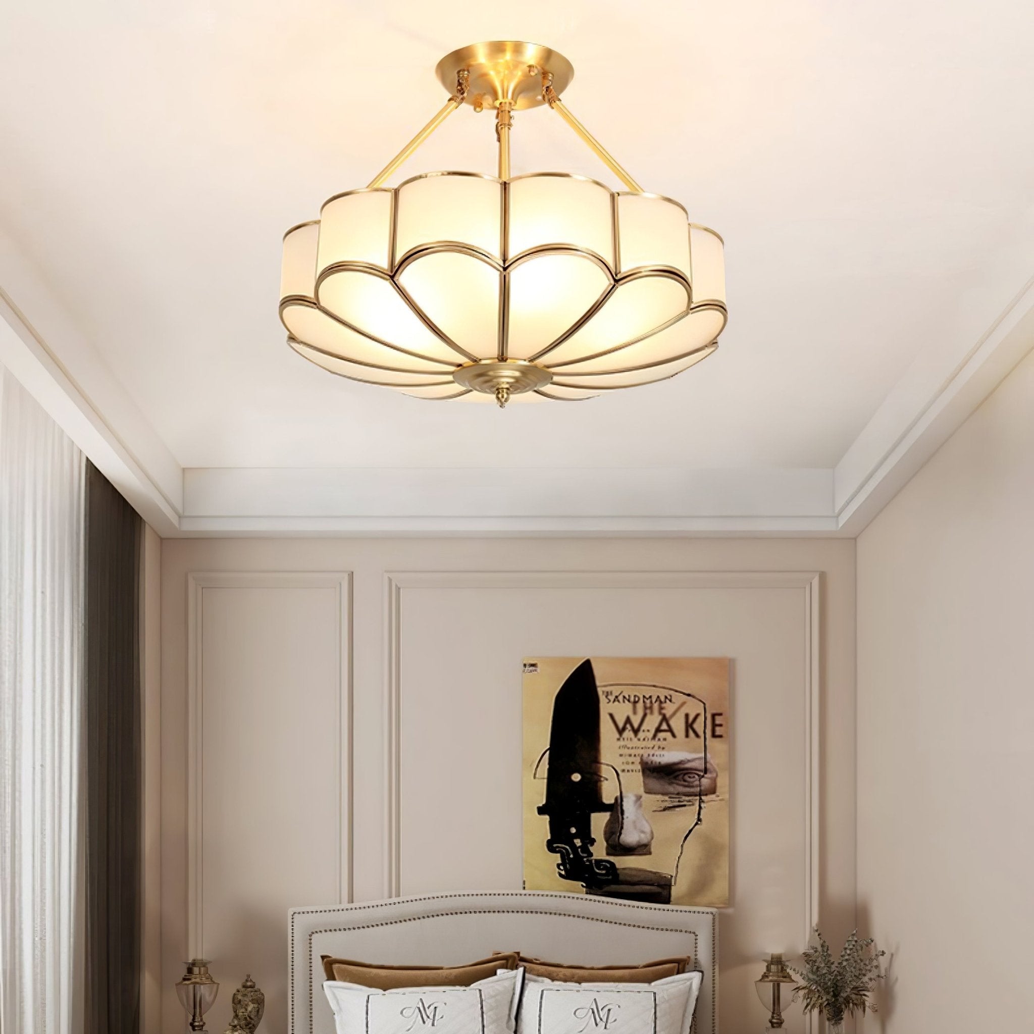 Levenor Ceiling Light Frosted Glass Petal Brass Art-Neutral Decor
